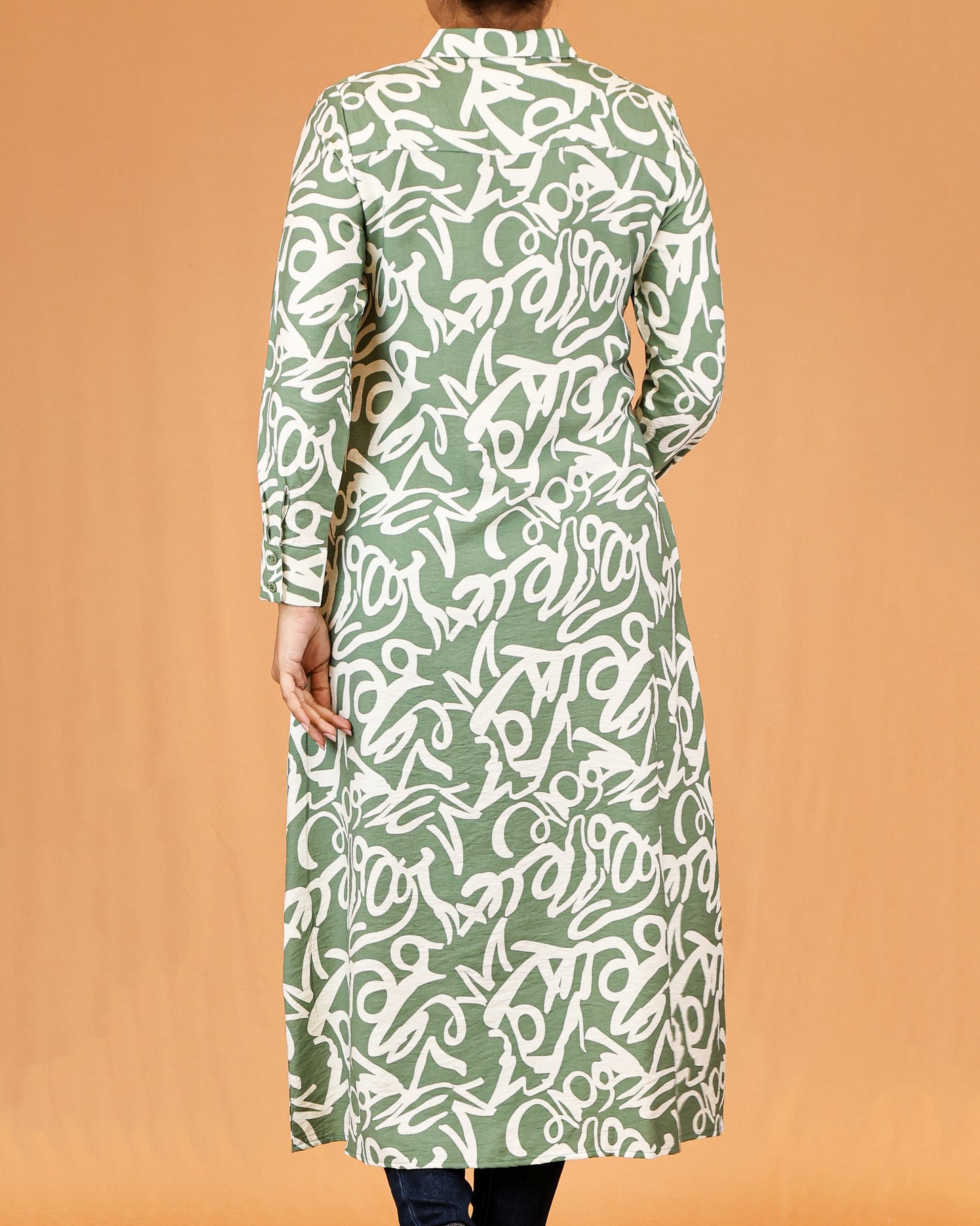 Sage Green Abstract Shirt Dress