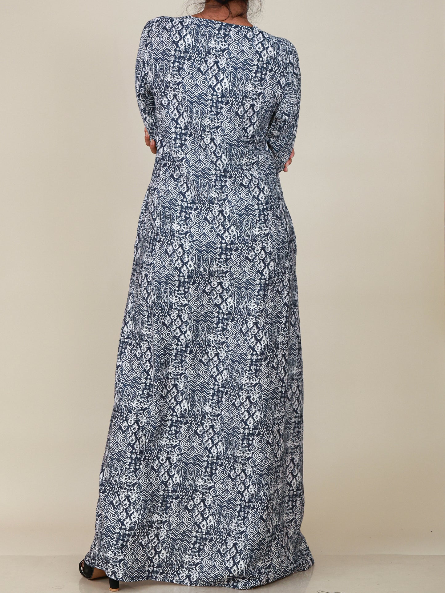 Zaria Midnight Blue Print Abaya
