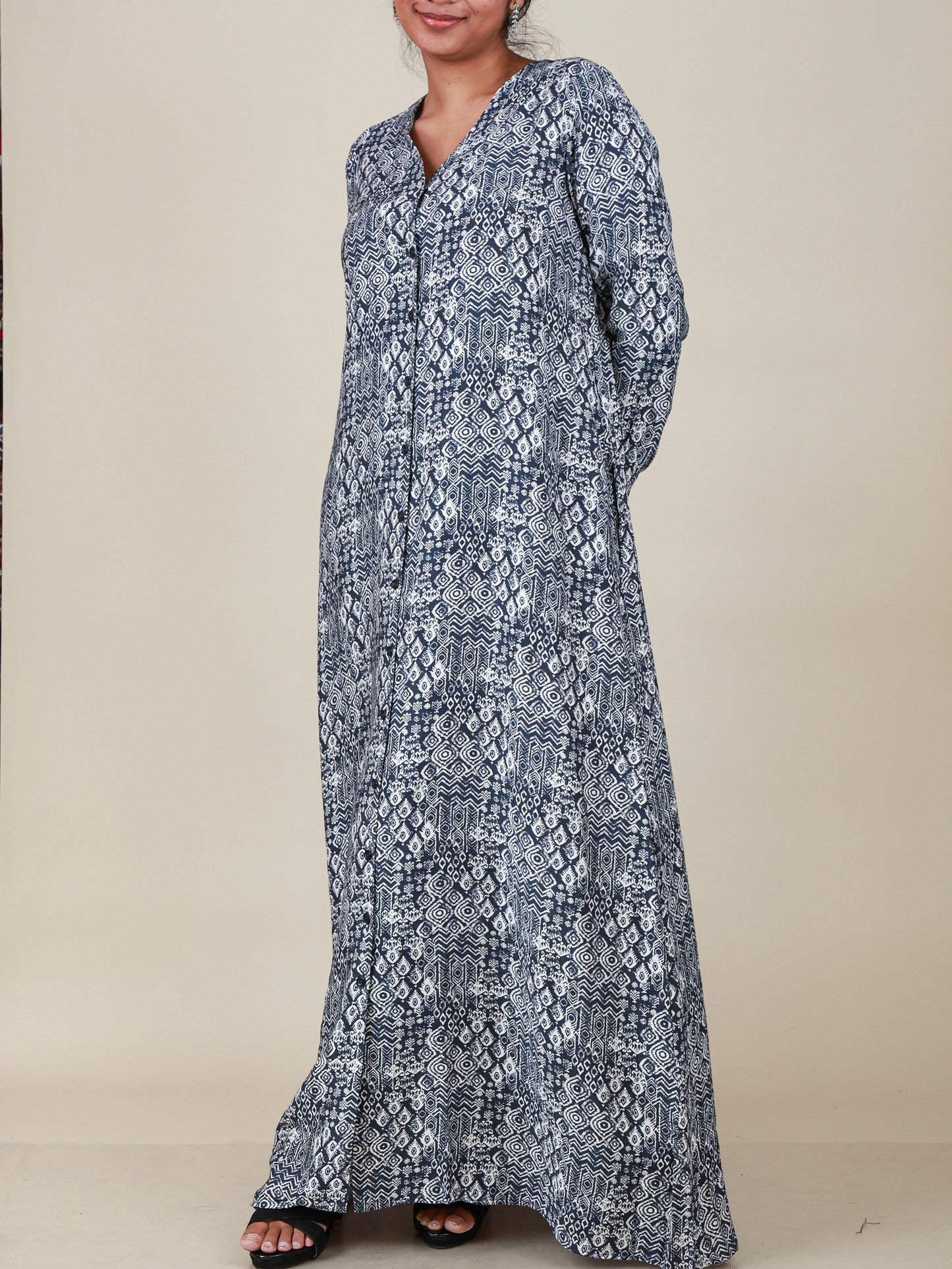 Zaria Midnight Blue Print Abaya
