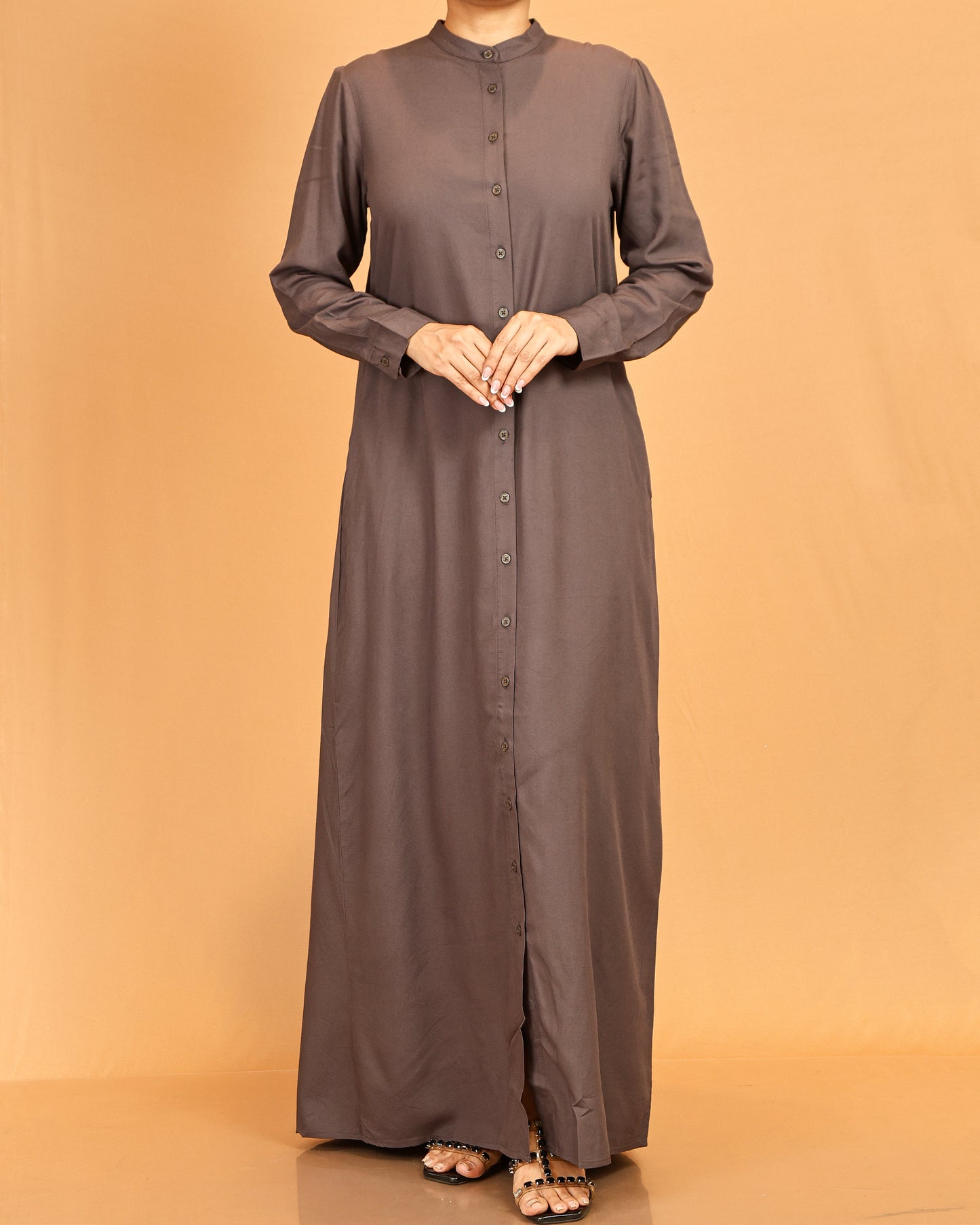 Classic Button-Down Shirt Maxi Dress – Warm Mocha