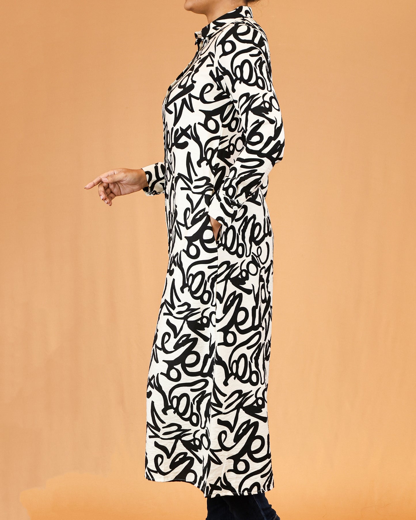 Black & White Abstract Shirt Dress