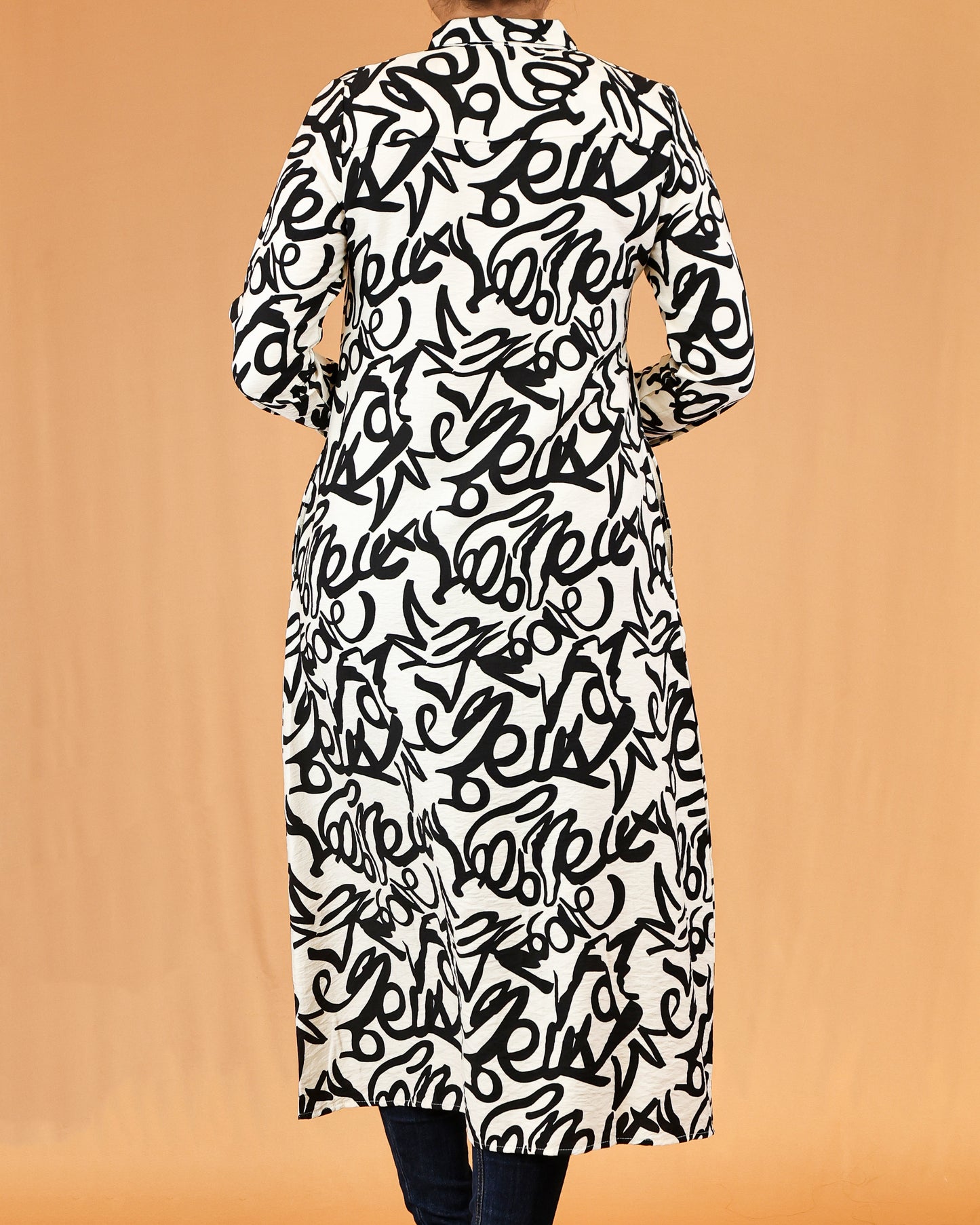 Black & White Abstract Shirt Dress