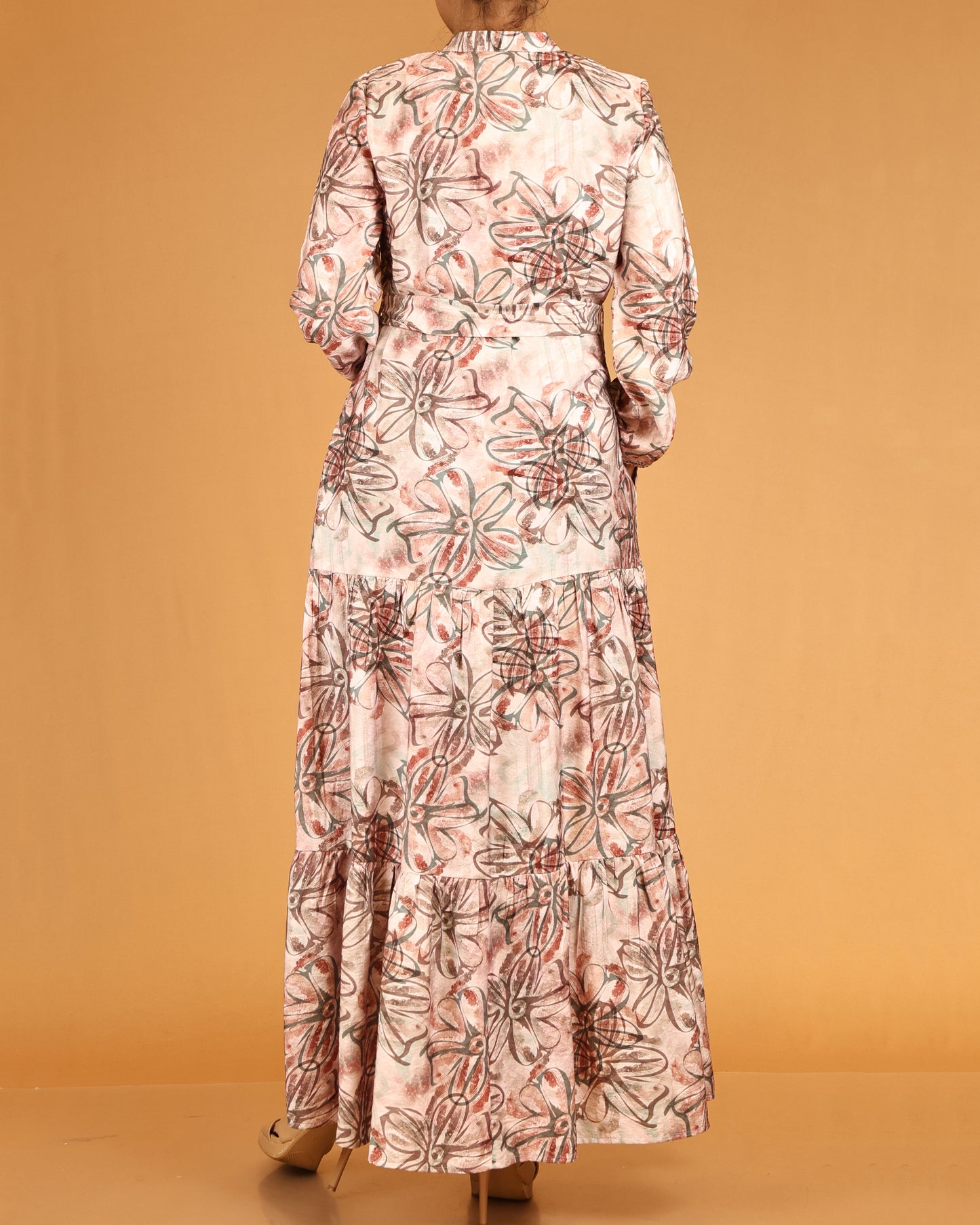 Blush Petal Floral Maxi with Waist Tie Belt