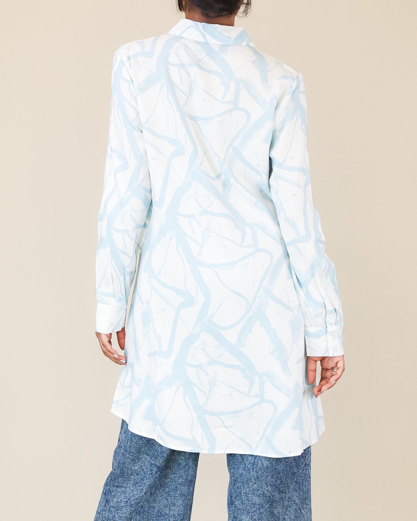 Powder Blue Marble Shirt Dress