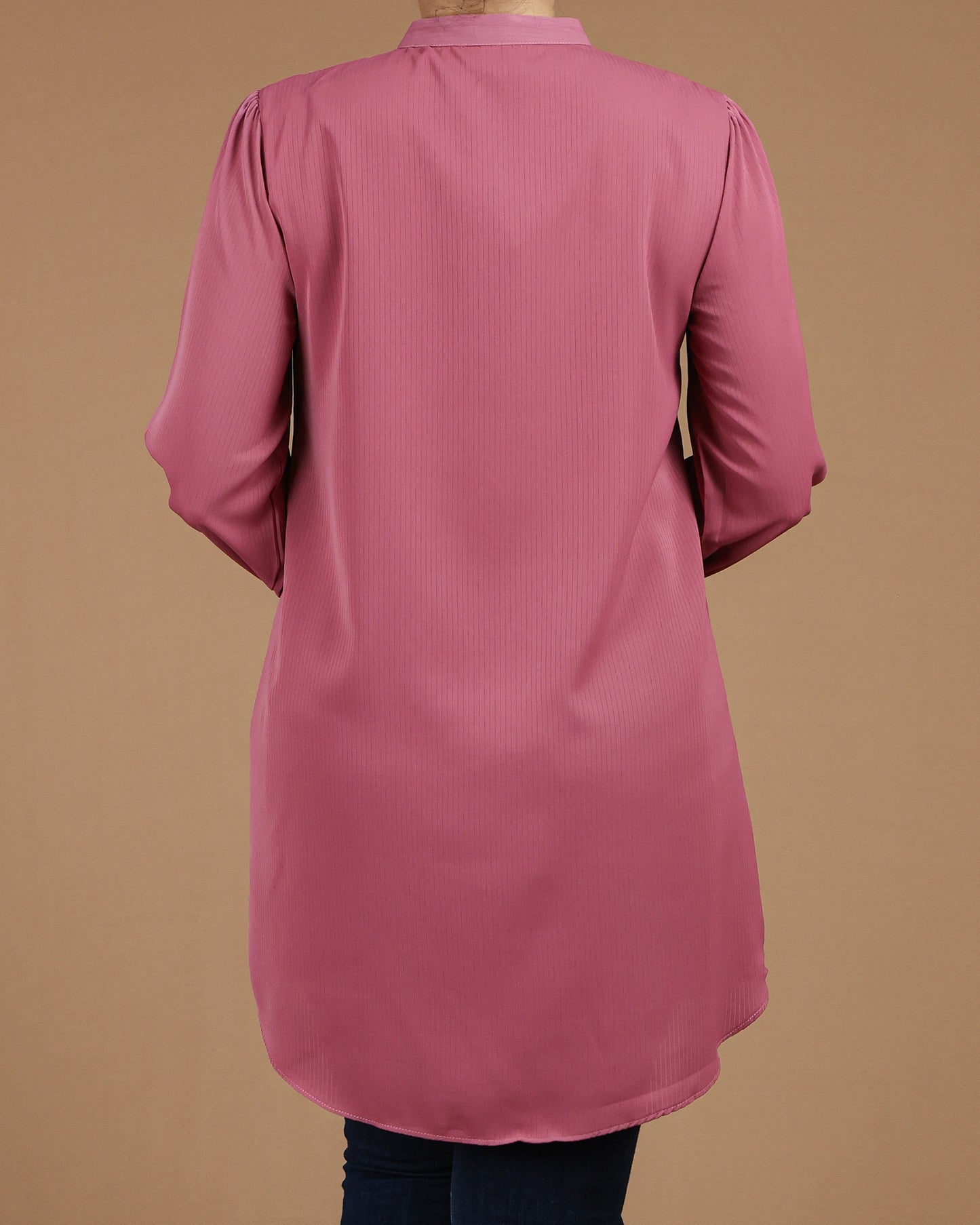 Minimalist High-Neck Long Sleeve Tunic Dress