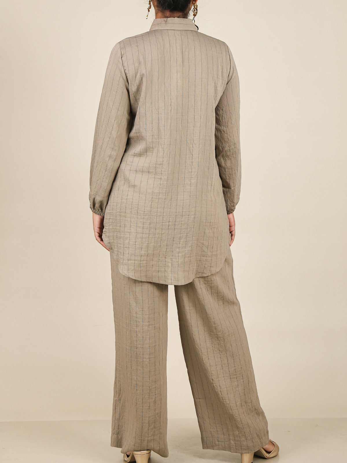 Arielle Sand Beige Pinstripe Co-Ord Set