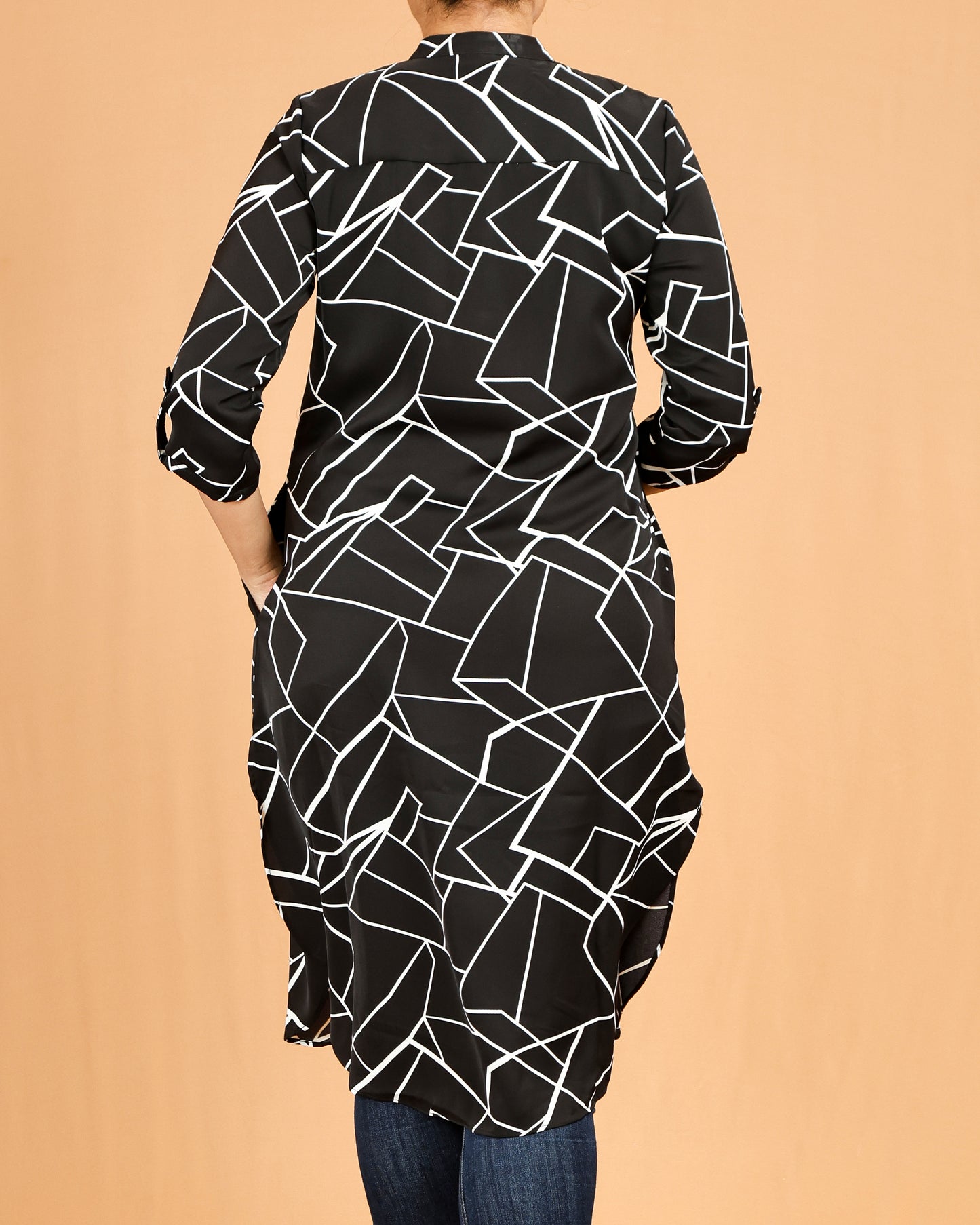 Midnight Geo-Line Mandarin Midi Top