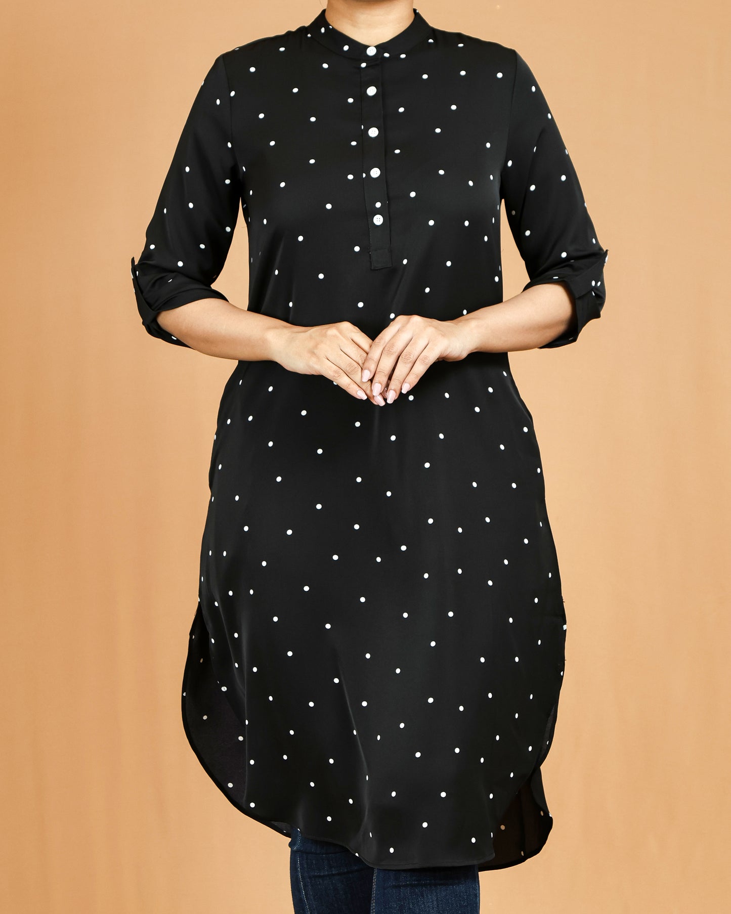 Midnight Polka Mandarin Midi Top