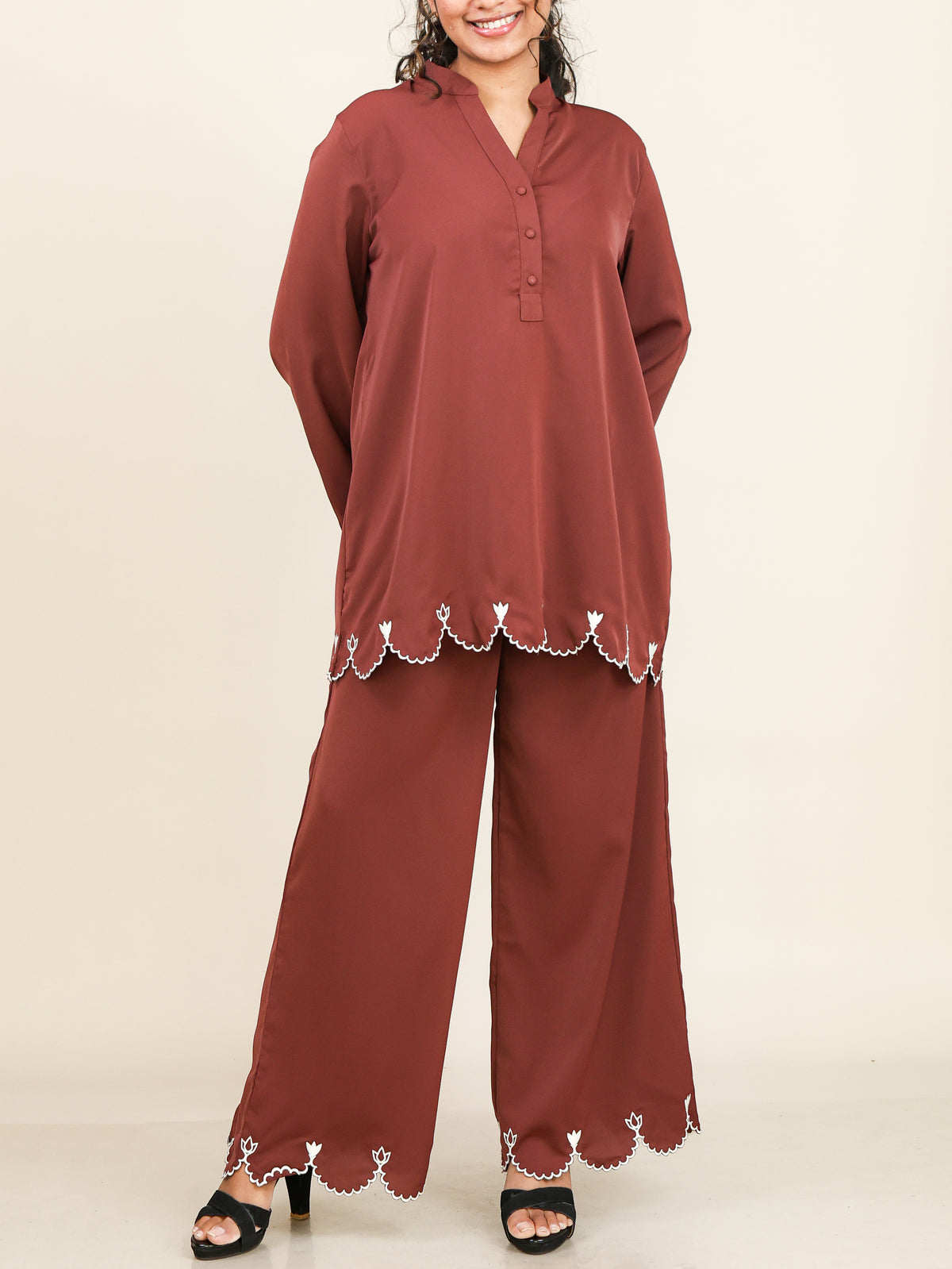 Soraya Rust Embroidered Co-Ord Set