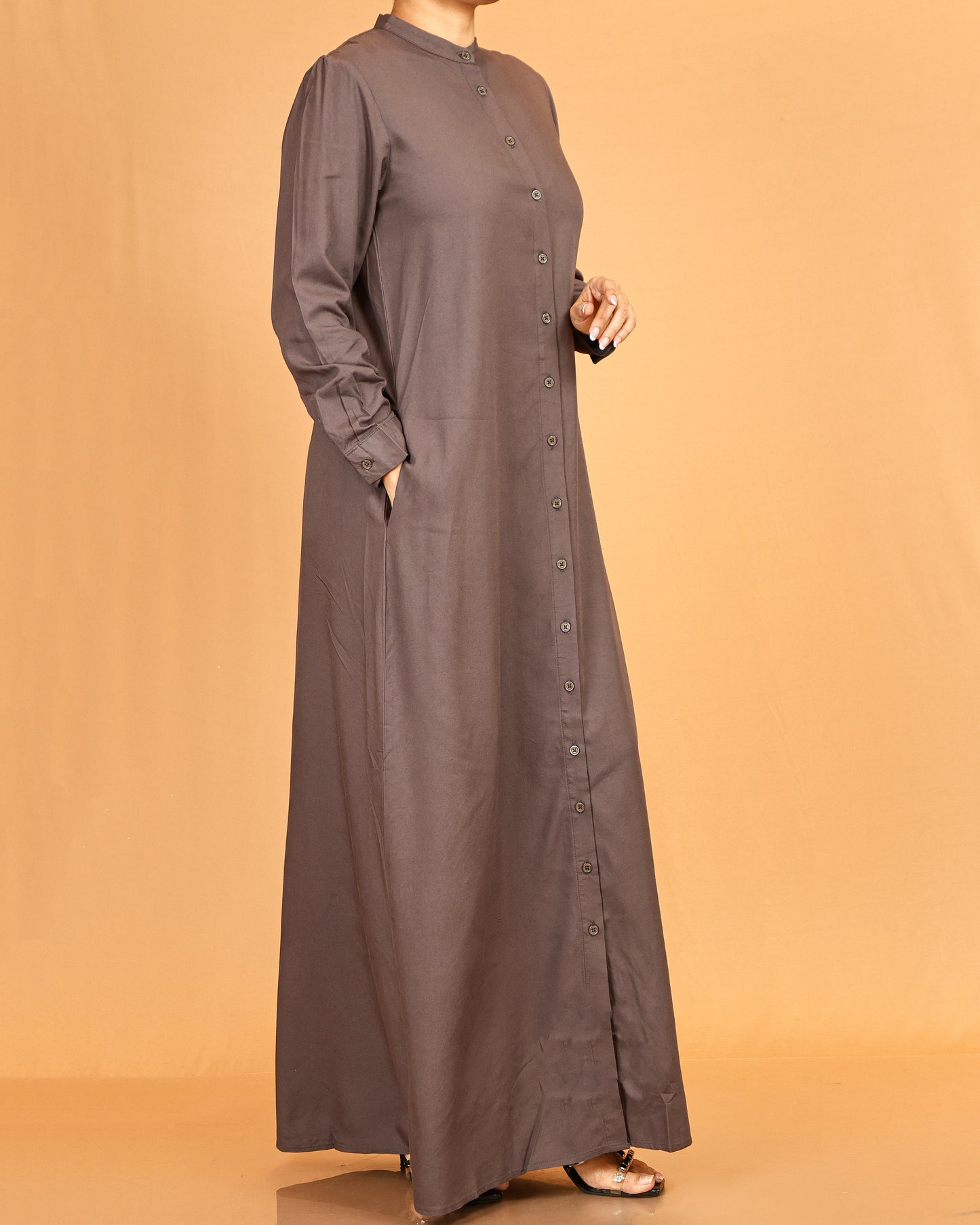 Classic Button-Down Shirt Maxi Dress – Warm Mocha