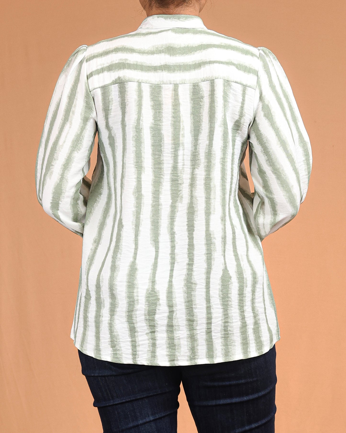 Sage Stripe Button-Down Shirt Dress