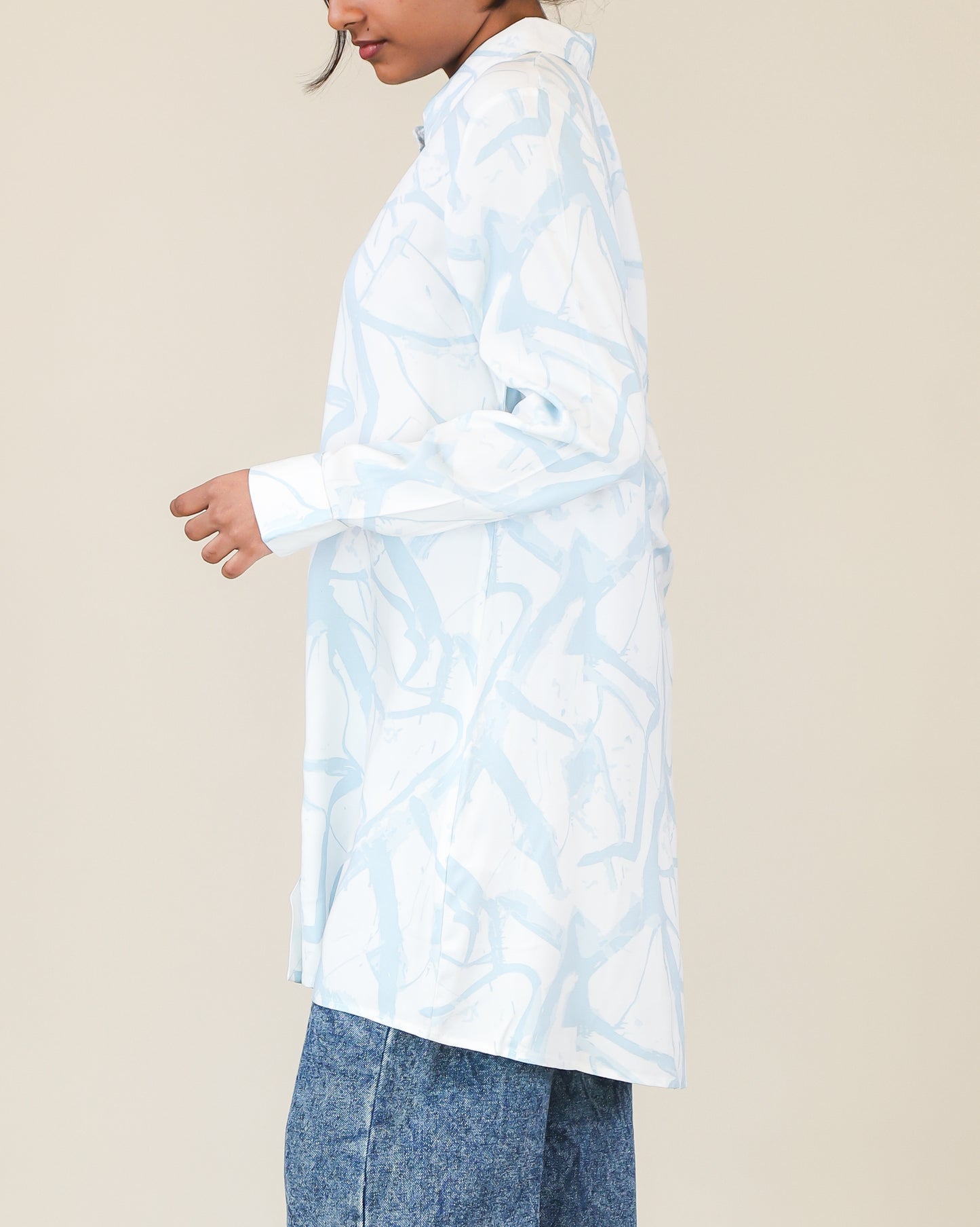 Powder Blue Marble Shirt Dress