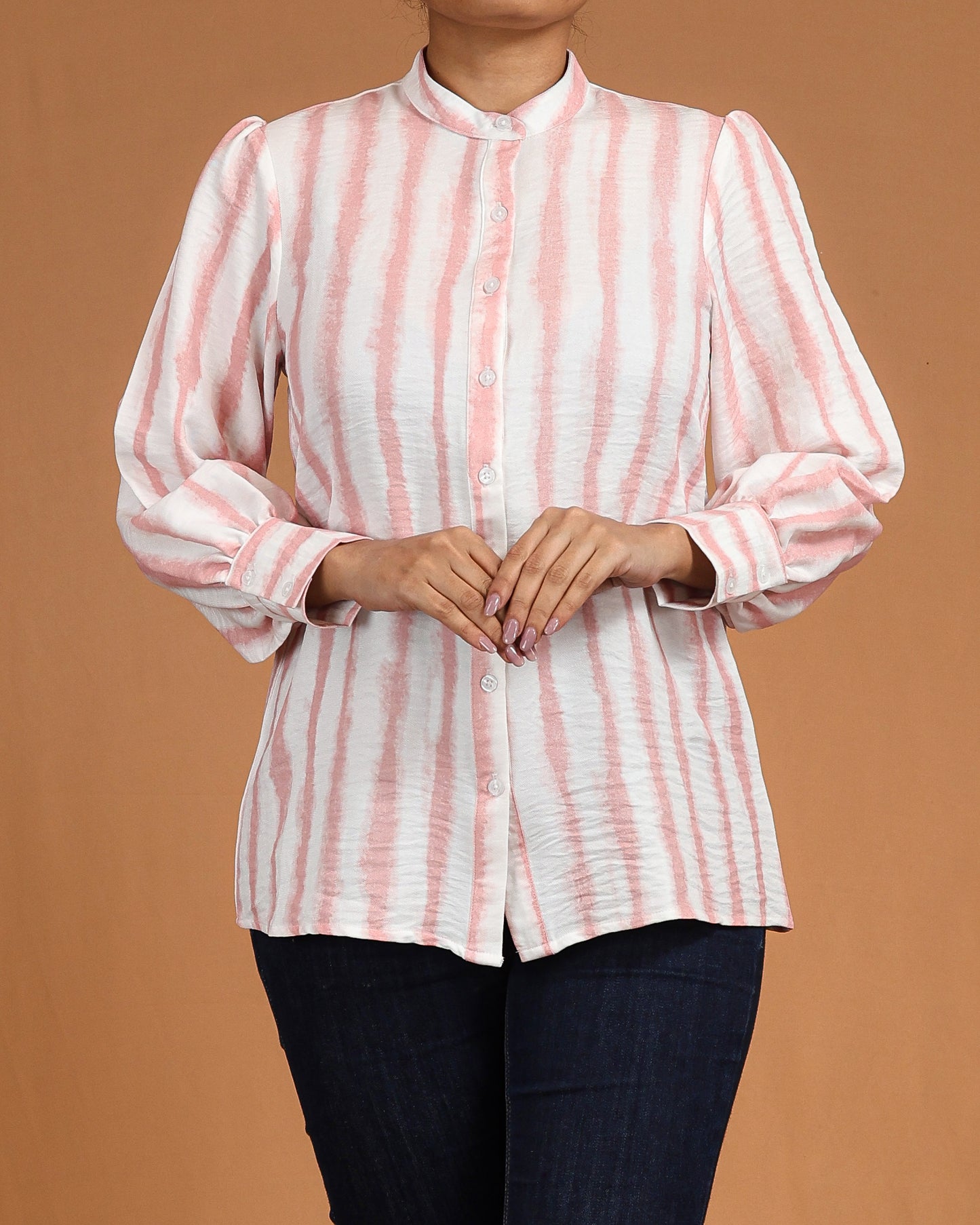 Blush Stripe Button-Down Shirt Dress