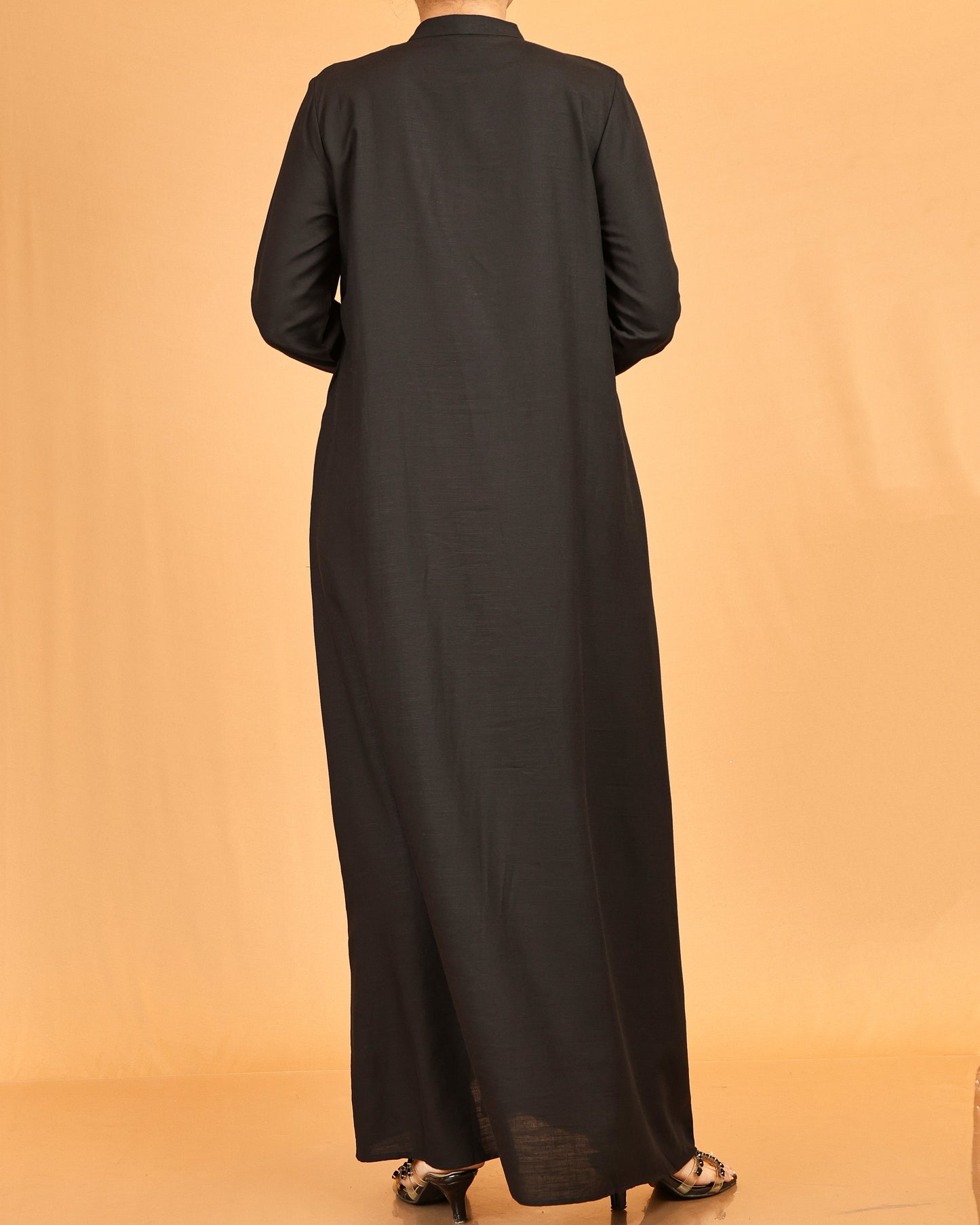 Alina Black Button-Down Flow Dress