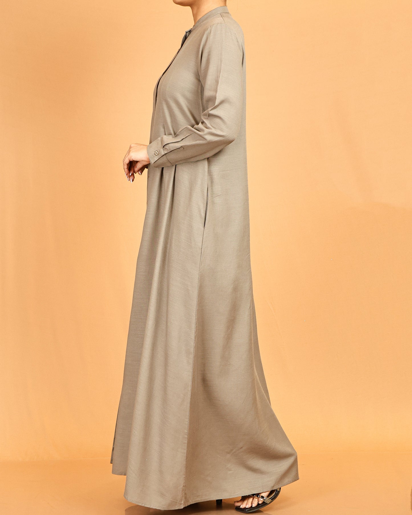 Alina Taupe Button-Down Flow Dress