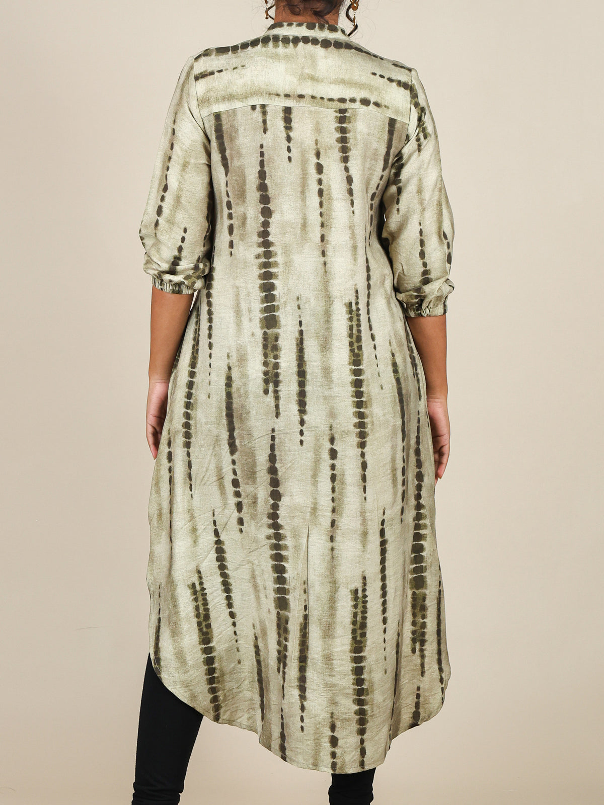 Amielle Sage Olive Abstract Print Midi