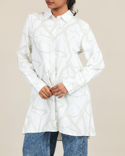 Soft Sage Marble Shirt Dress