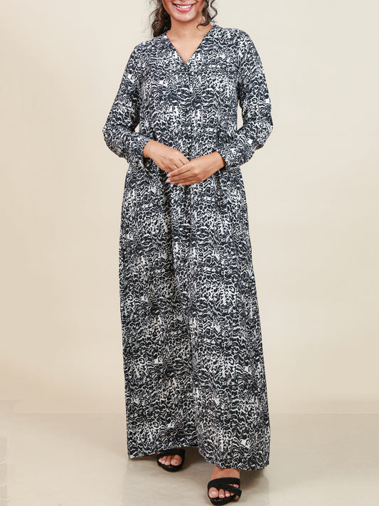 Nyra Monochrome Print Abaya