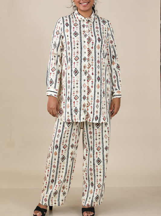 Soreya Ivory Geo Print Co-Ord Set