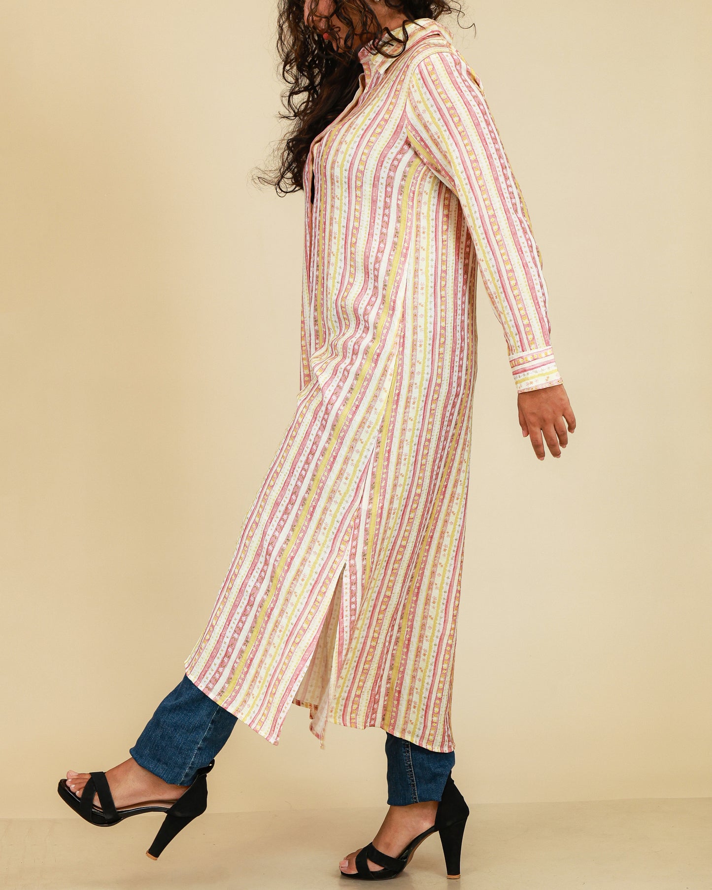 Rosé Stripe Shirt Dress