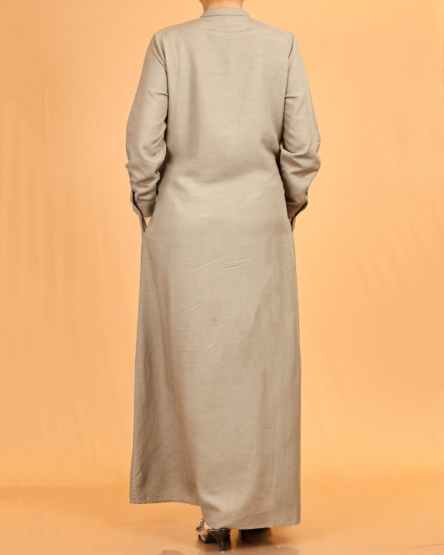 Alina Taupe Button-Down Flow Dress