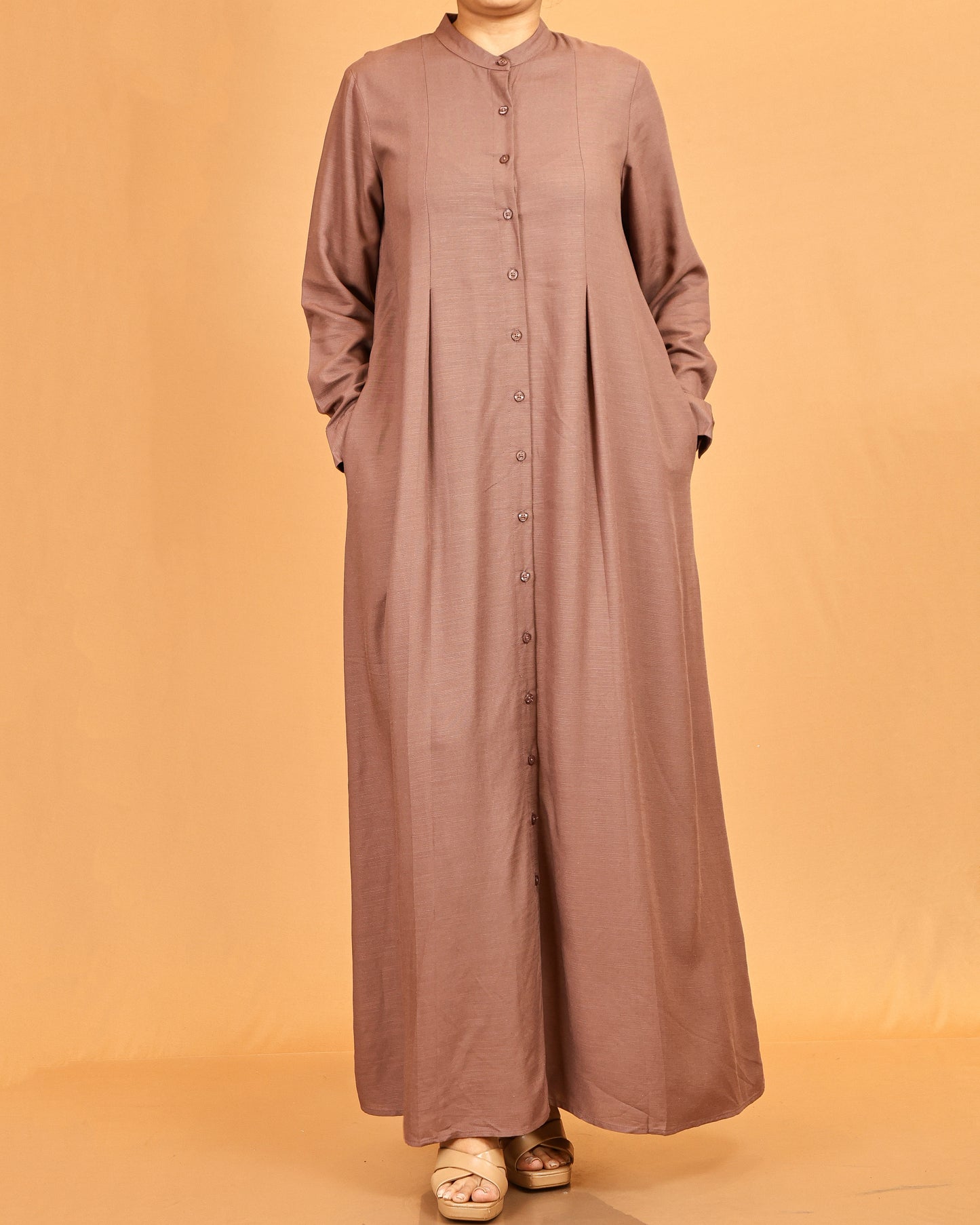 Alina Mocha Button-Down Flow Dress