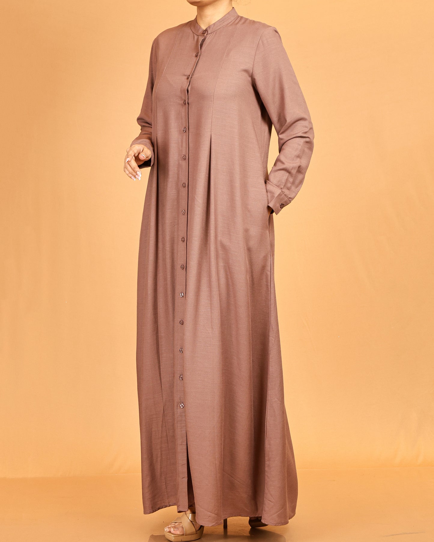 Alina Mocha Button-Down Flow Dress