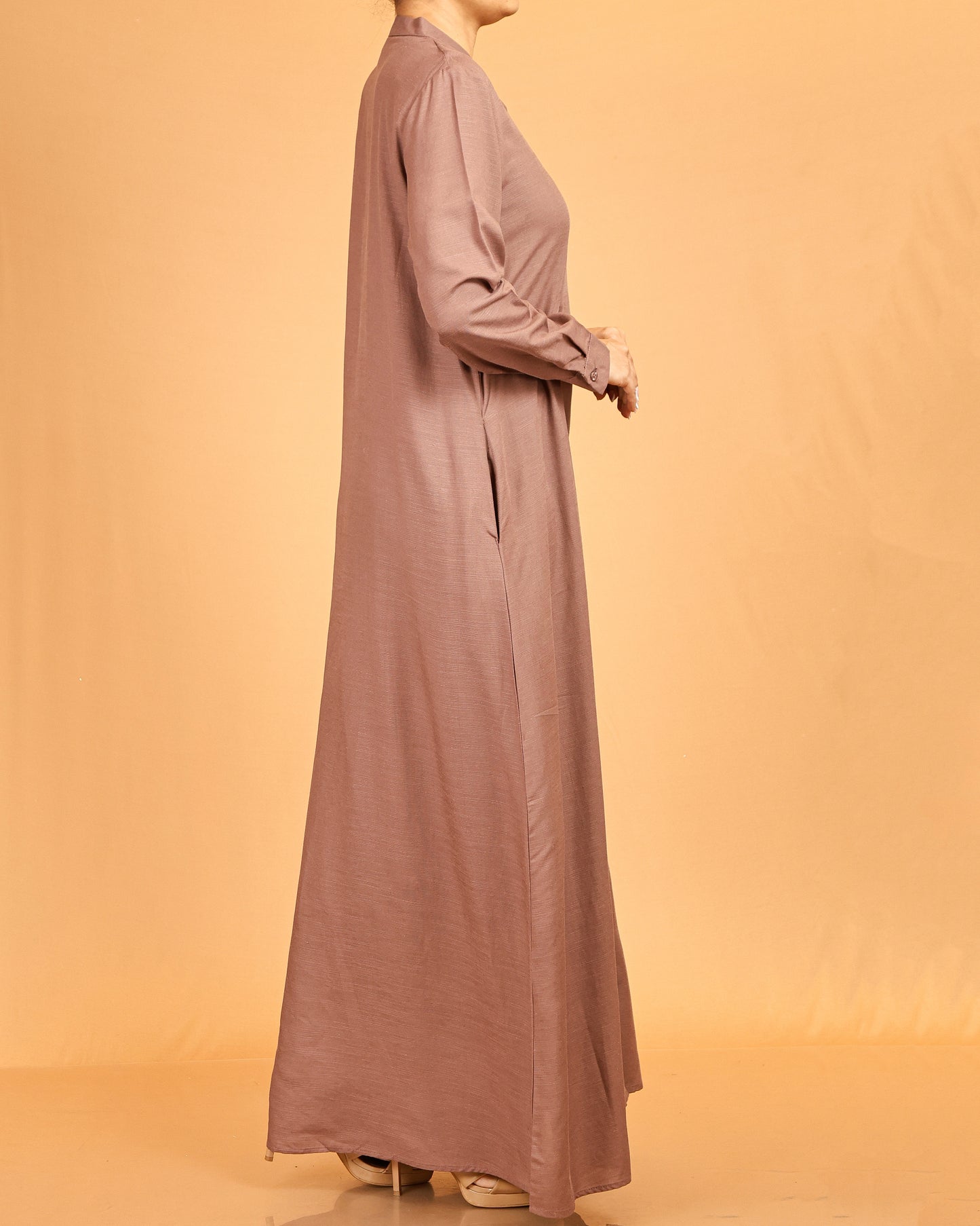 Alina Mocha Button-Down Flow Dress