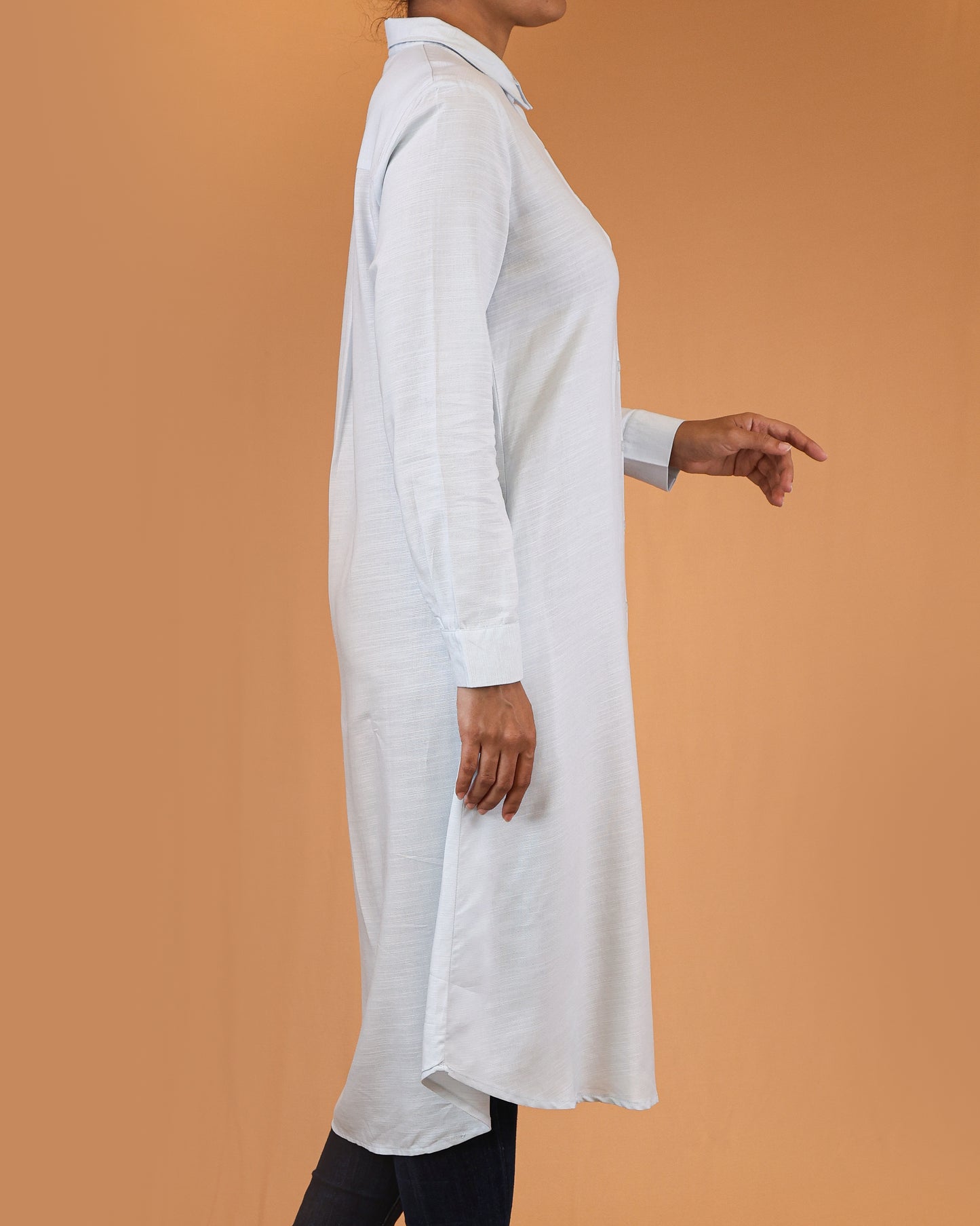 Classic Button-Down Shirt Midi Dress – Sky Blue