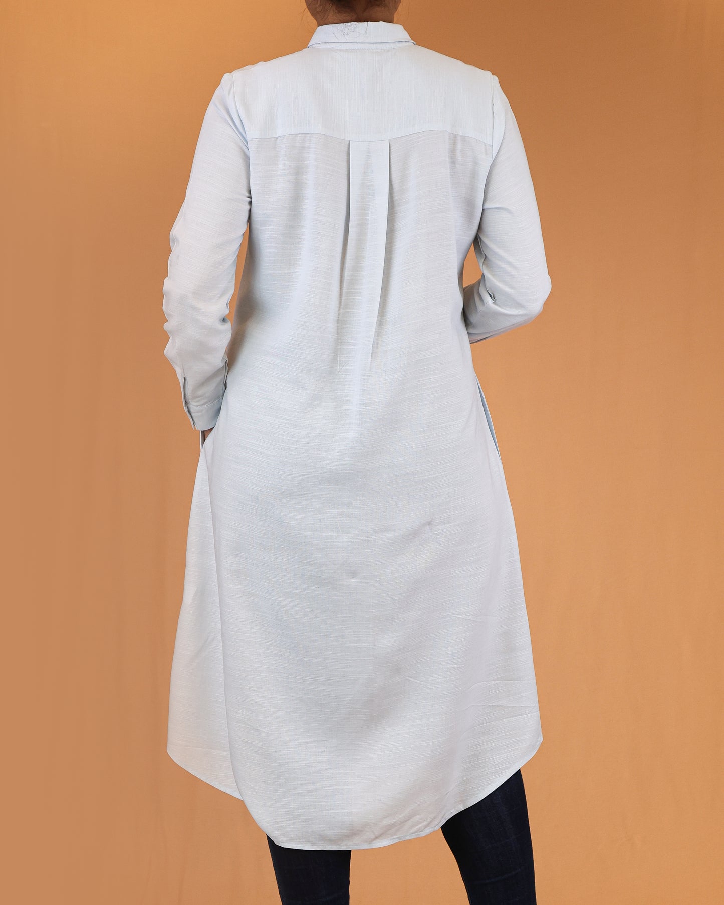 Classic Button-Down Shirt Midi Dress – Sky Blue