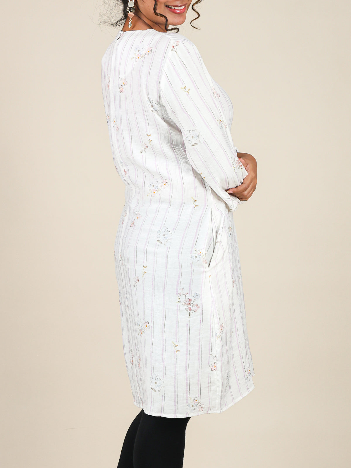 Fiora Ivory Floral Stripe Top