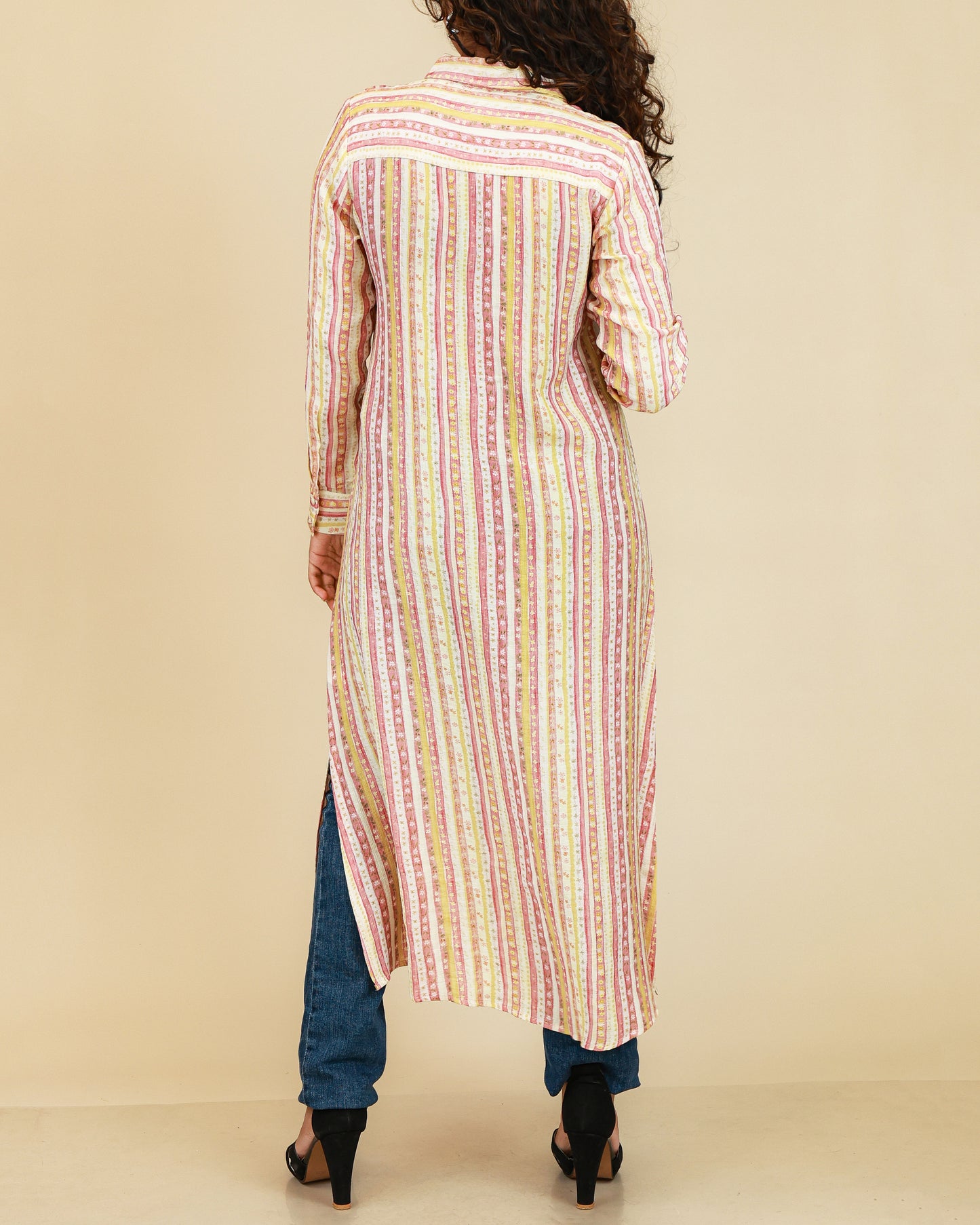 Rosé Stripe Shirt Dress