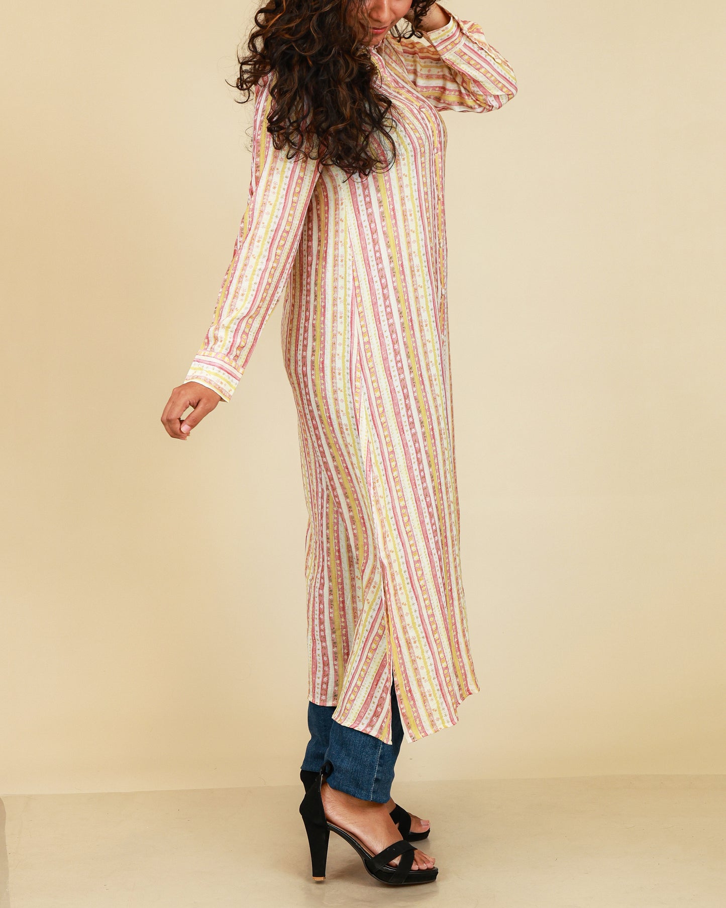 Rosé Stripe Shirt Dress