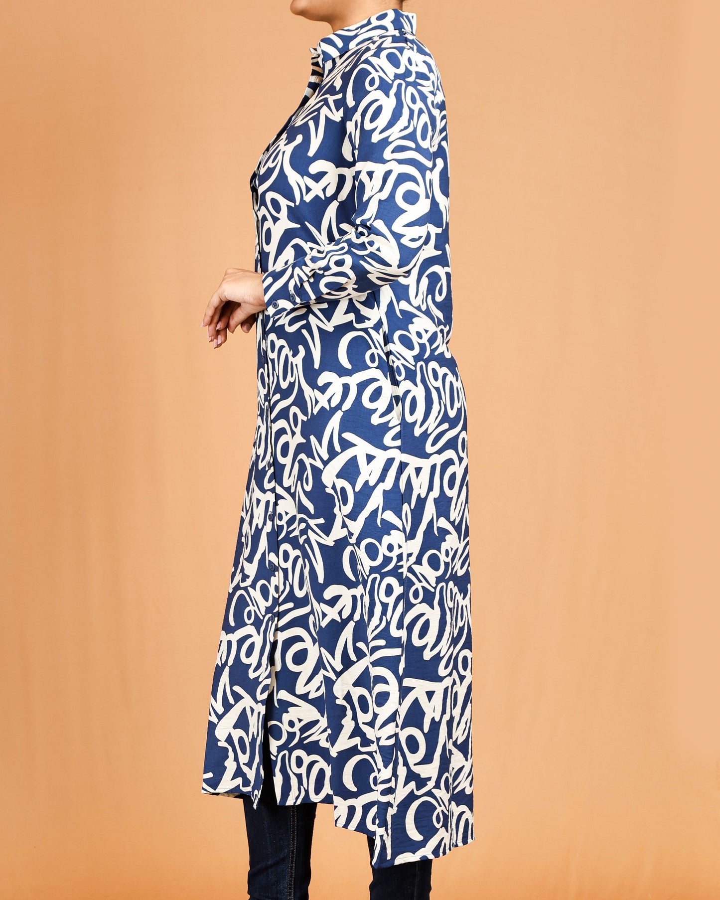 Blue Abstract Shirt Dress