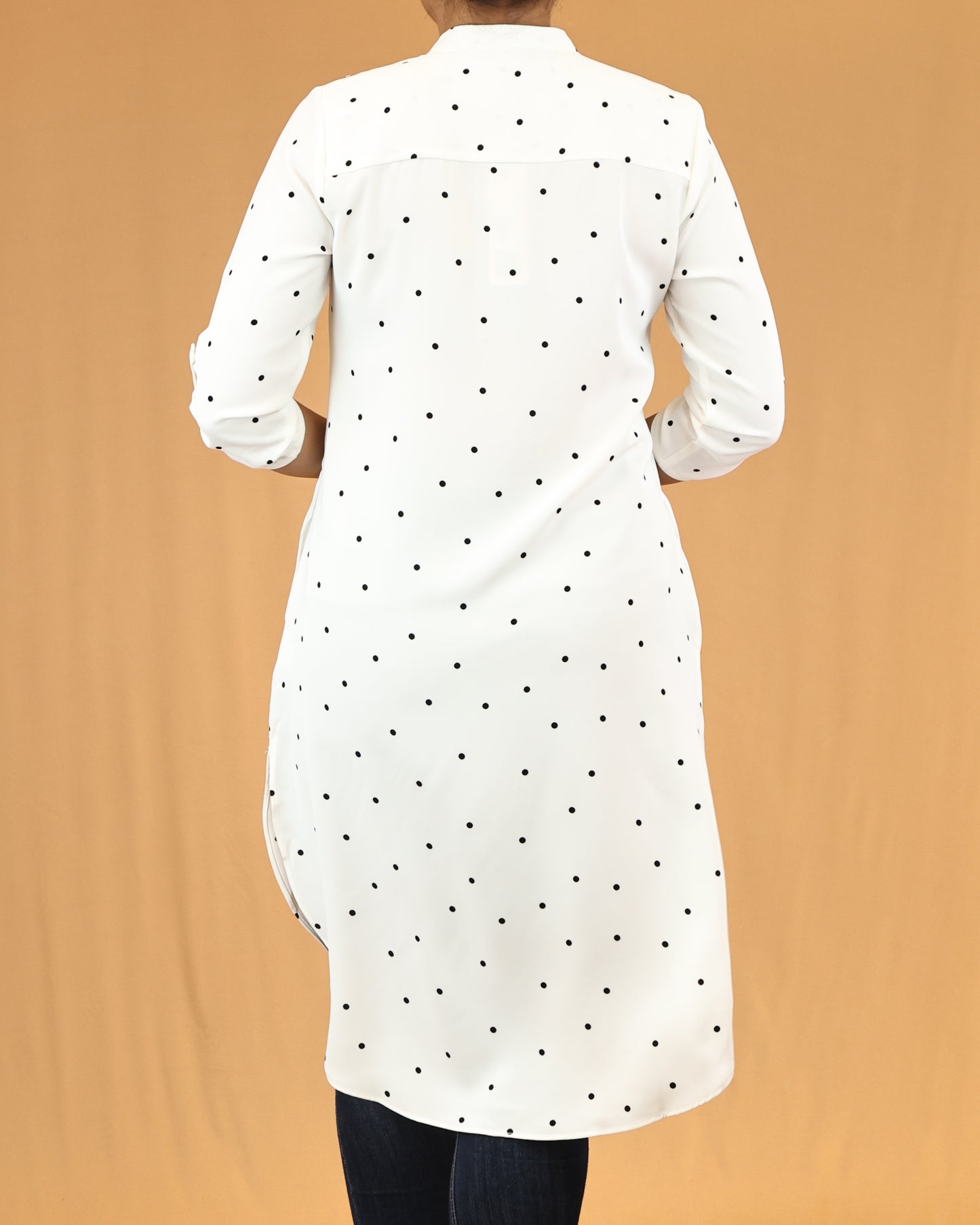 Ivory Polka Mandarin Midi Top