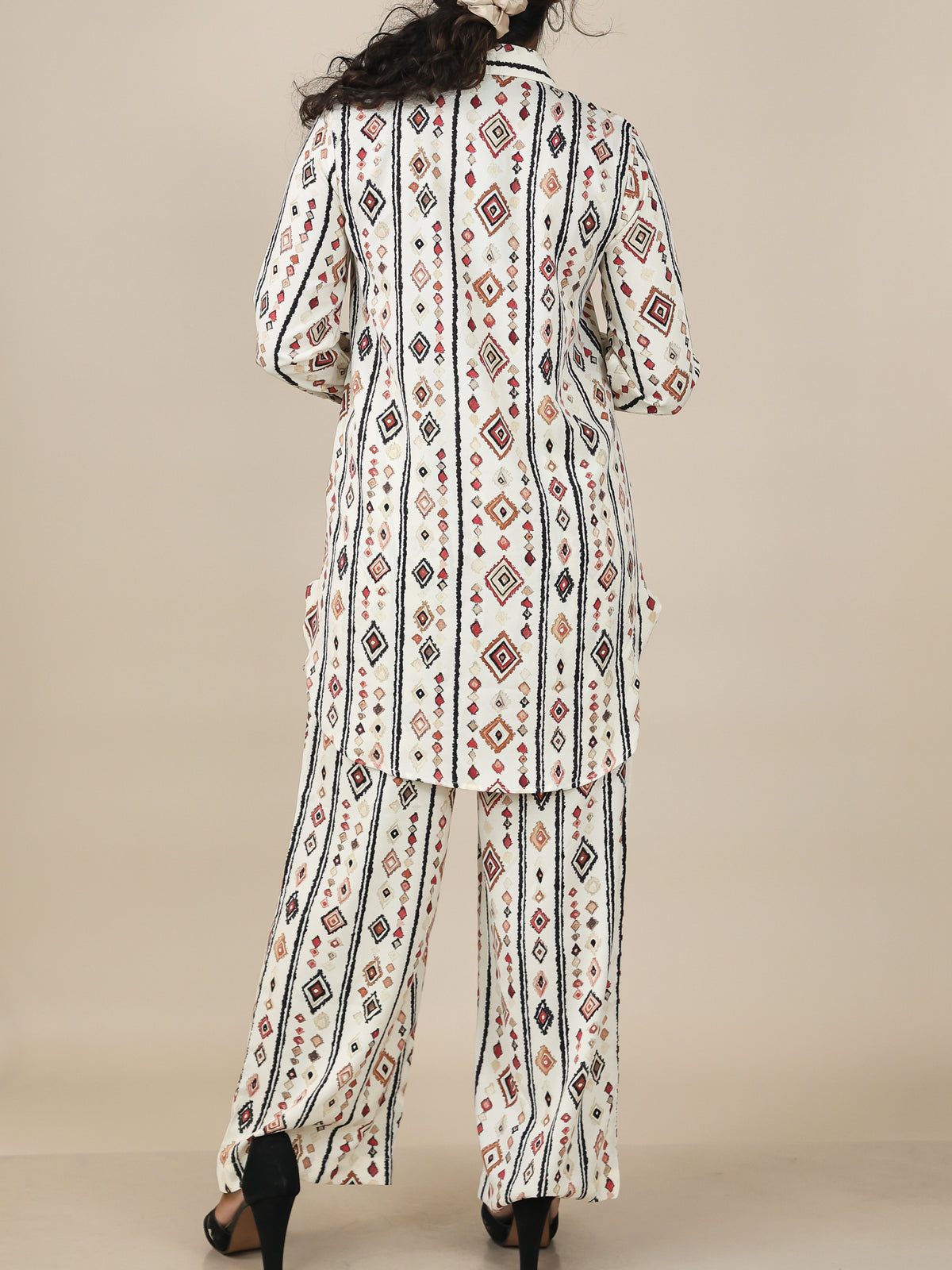 Soreya Ivory Geo Print Co-Ord Set