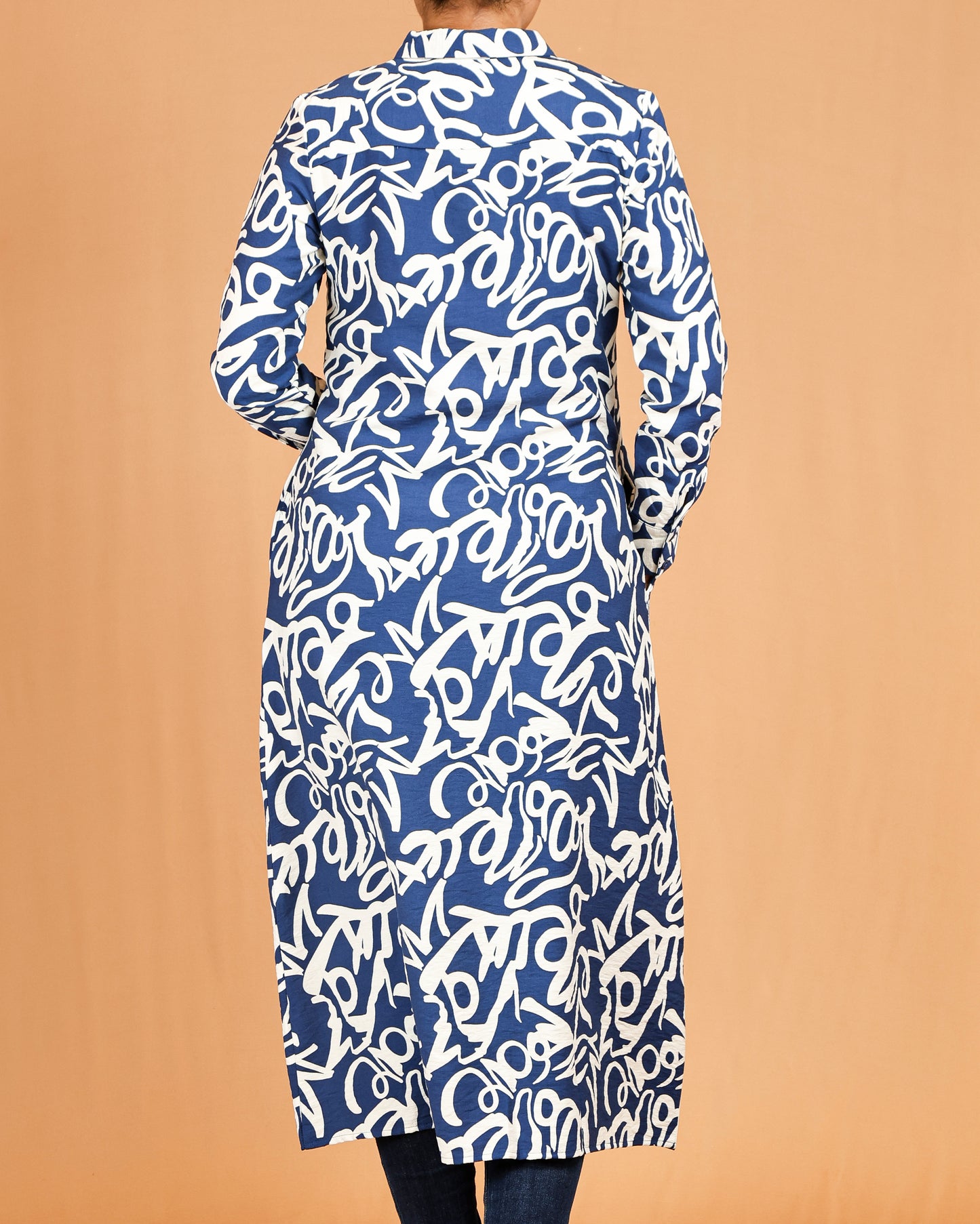 Blue Abstract Shirt Dress