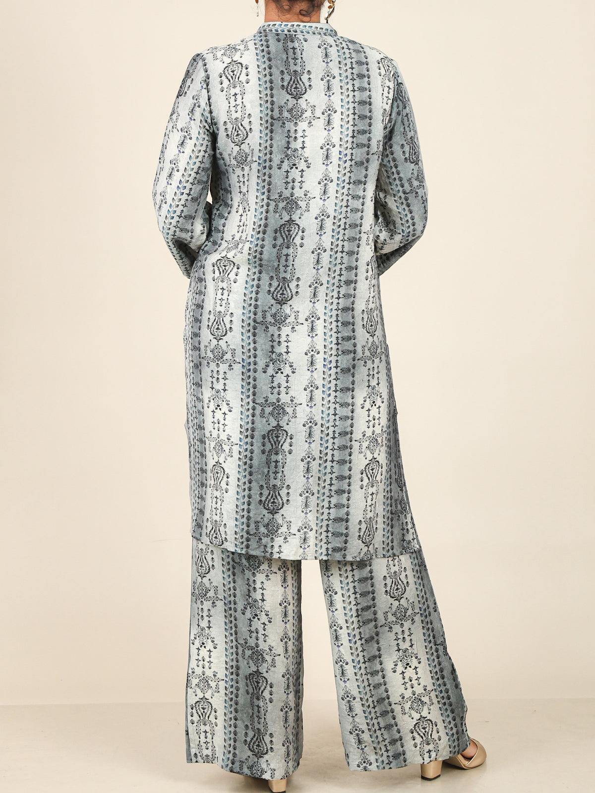 Thalia Mist Grey Ornamental Print Co-Ord Set