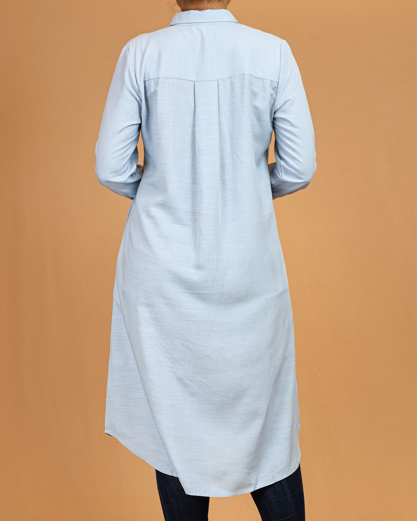 Classic Button-Down Shirt Midi Dress – Soft Blue