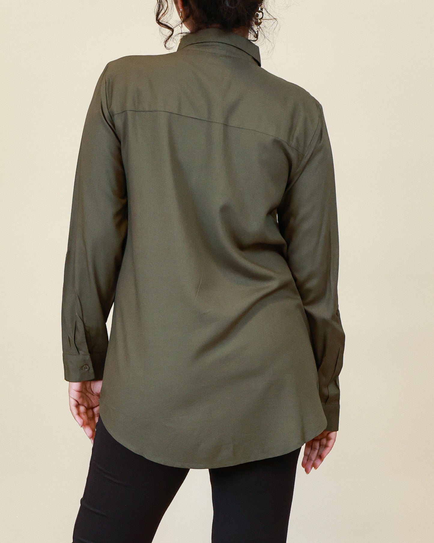 Elara Olive Shirt Dress