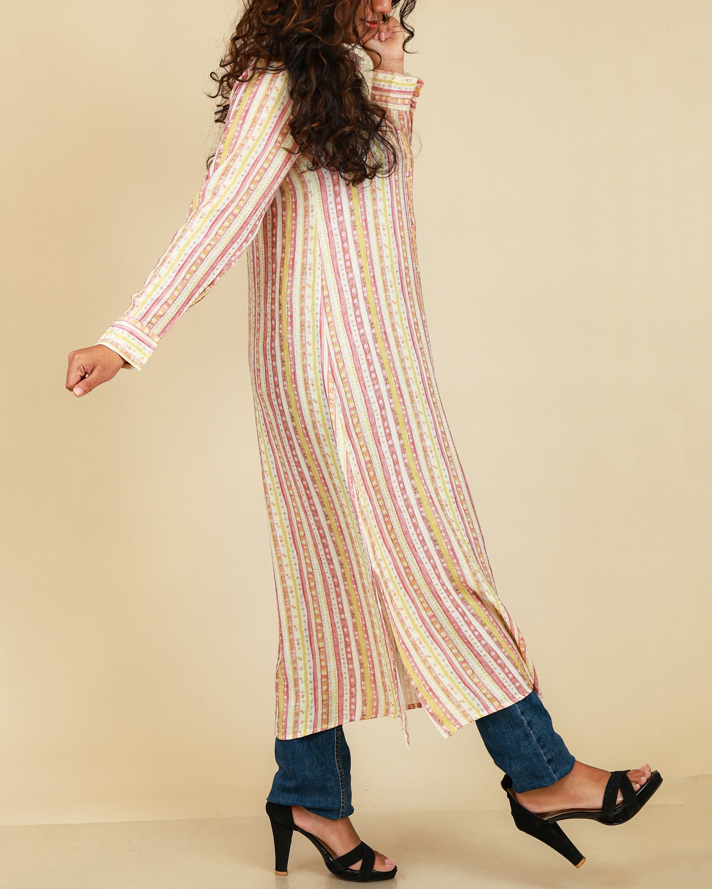 Rosé Stripe Shirt Dress