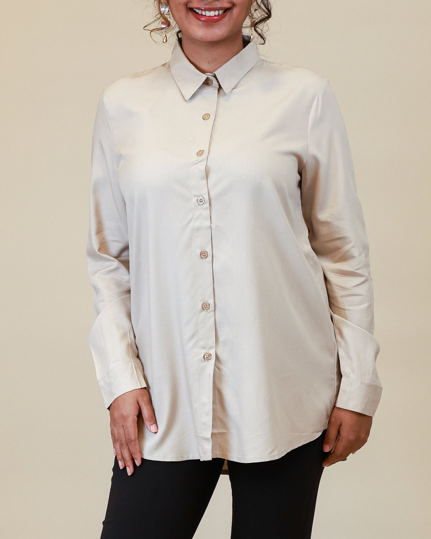 Elara Ivory Shirt Dress