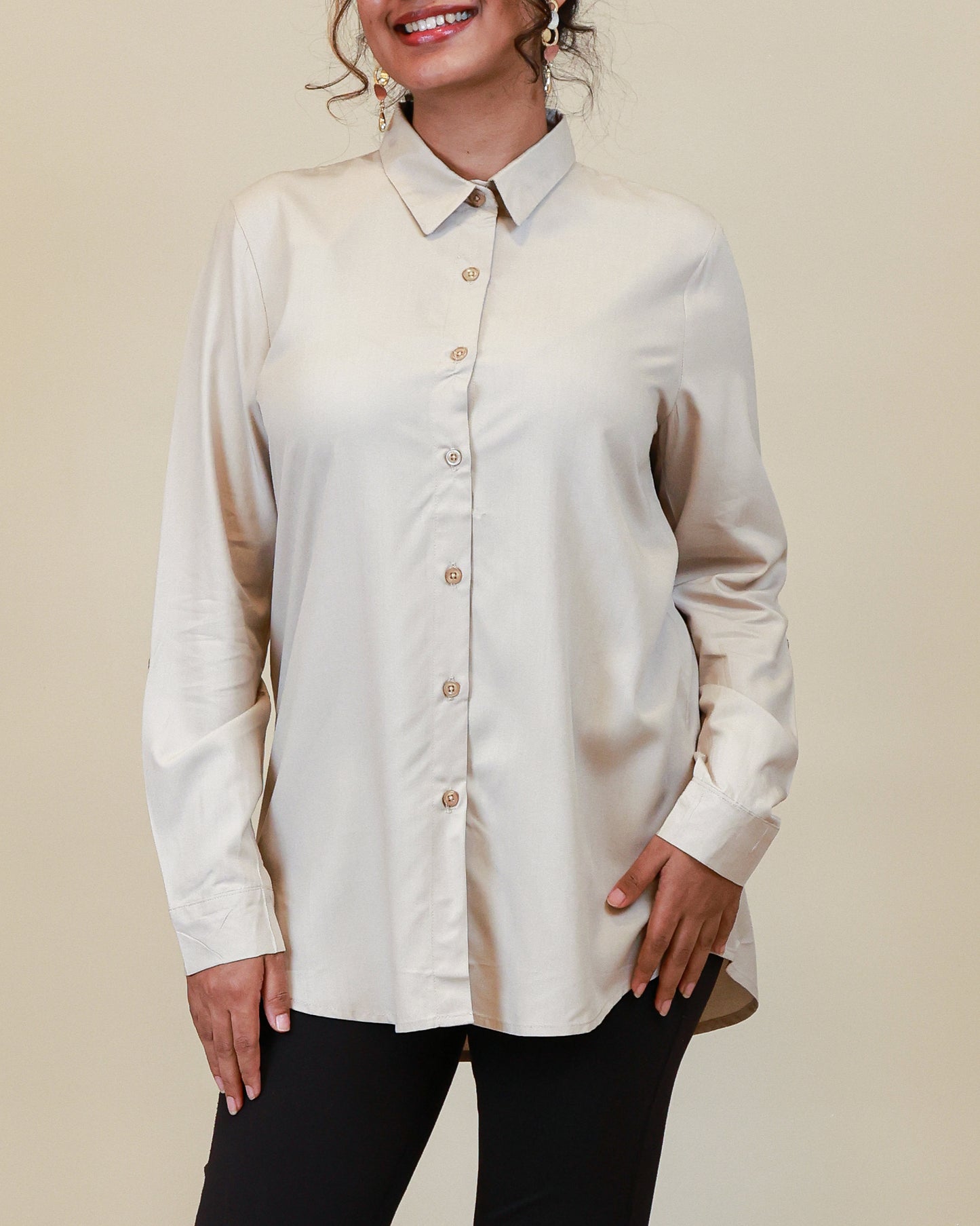 Elara Ivory Shirt Dress