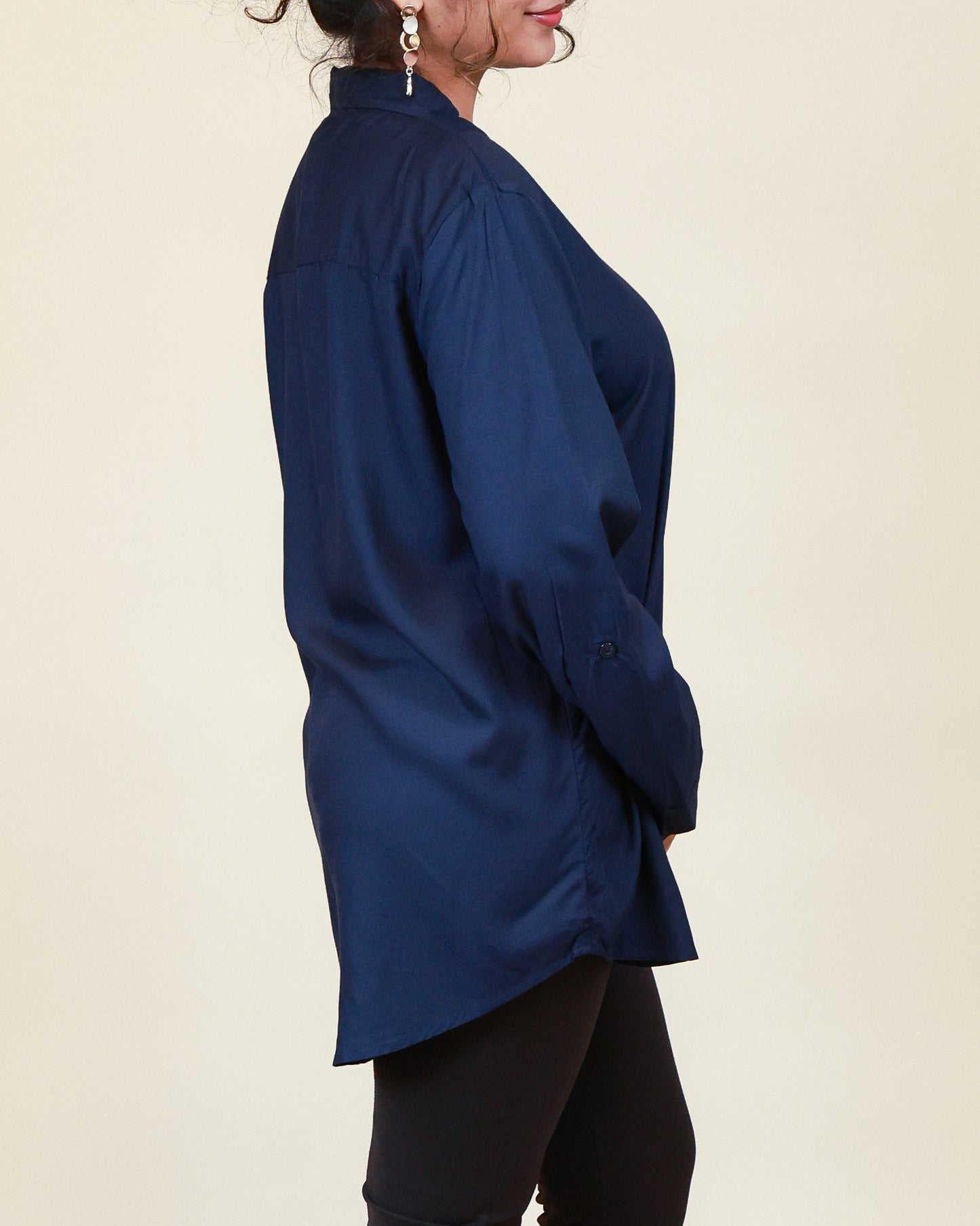 Elara Navy Shirt Dress
