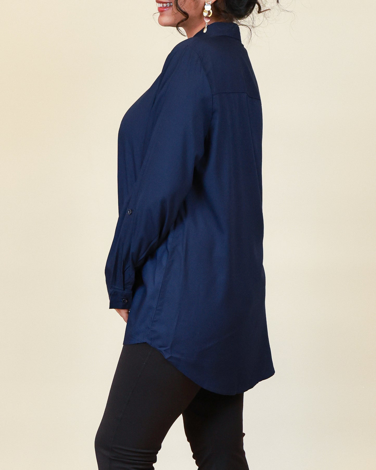 Elara Navy Shirt Dress