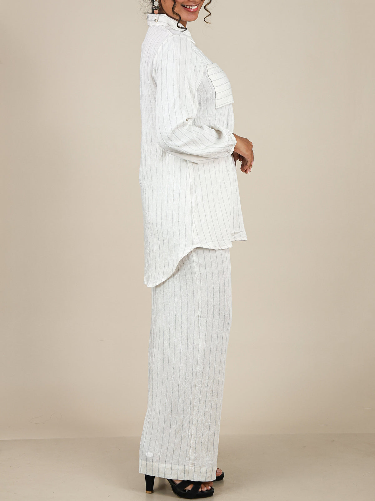 Arielle White Pinstripe Co-Ord Set