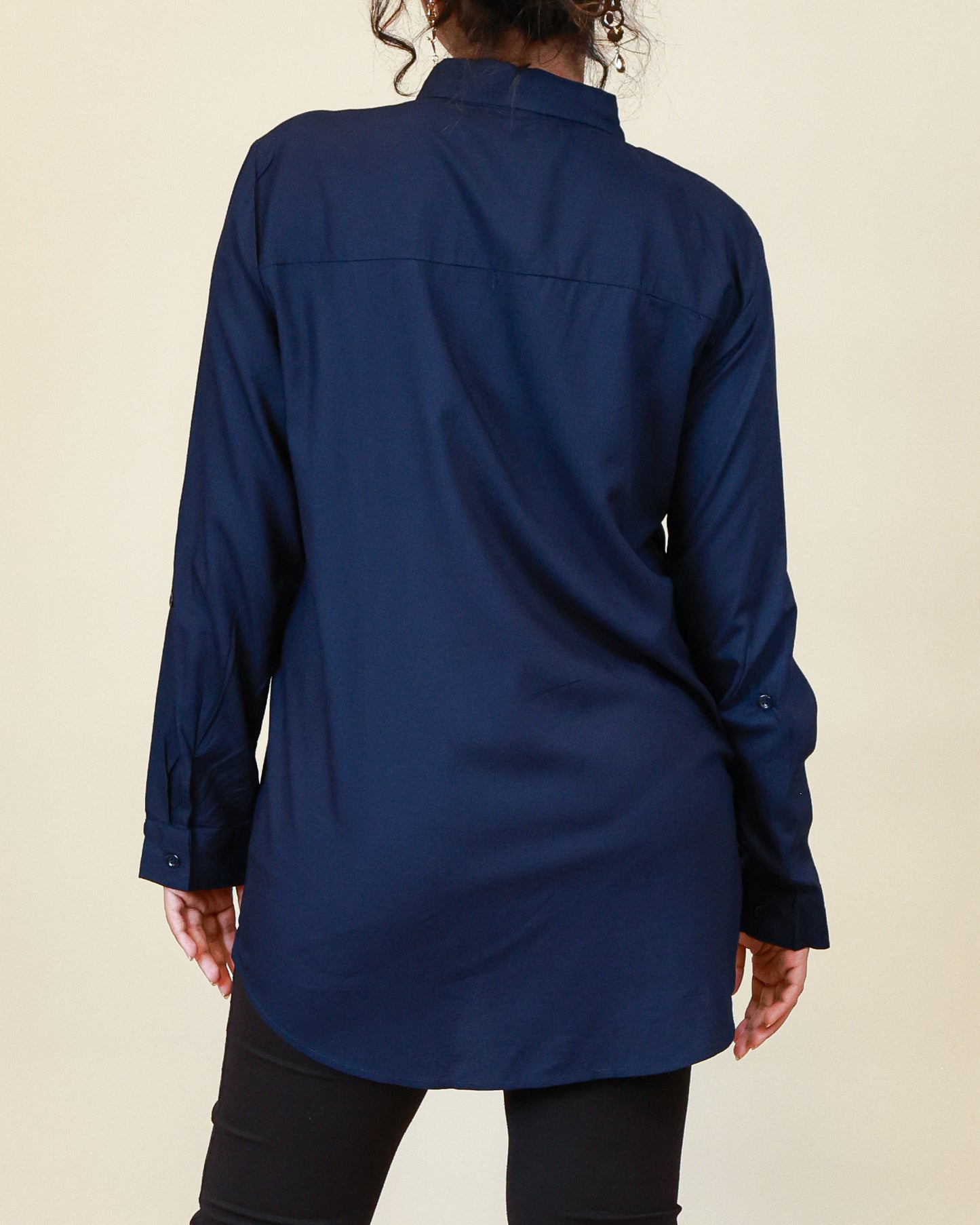 Elara Navy Shirt Dress