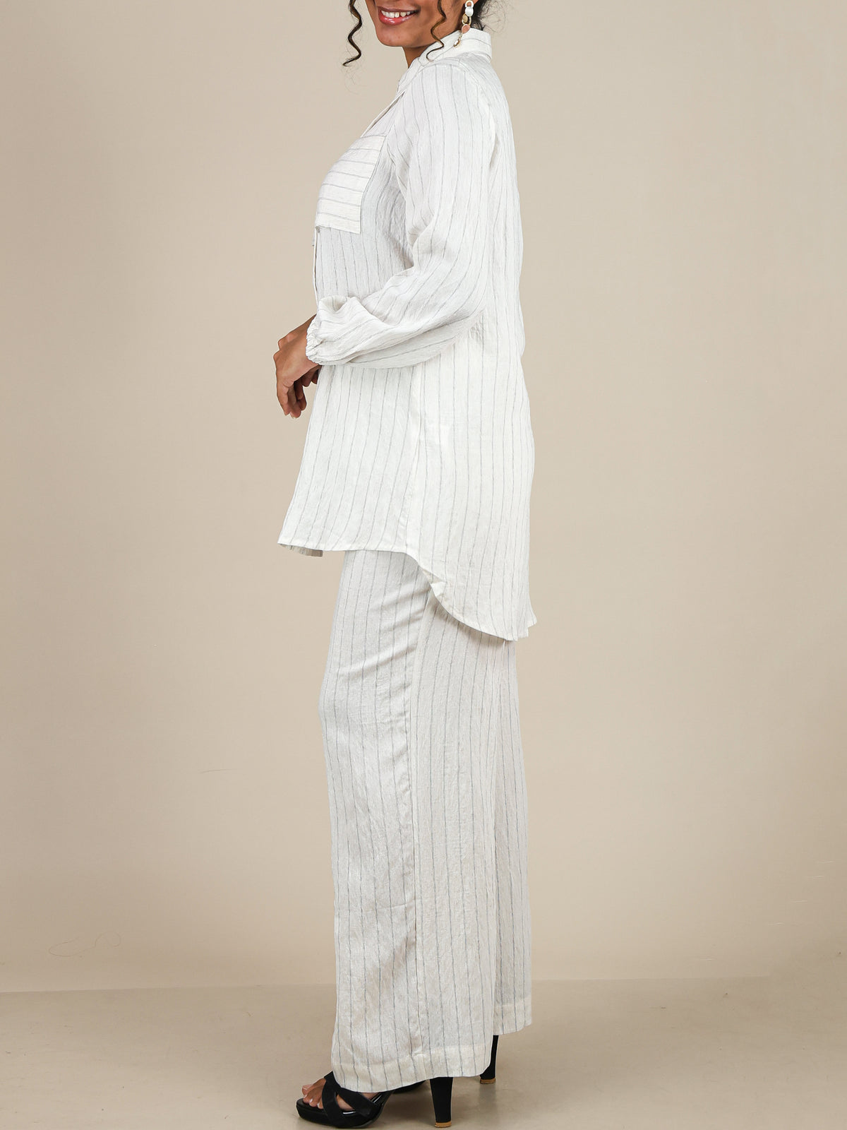 Arielle White Pinstripe Co-Ord Set