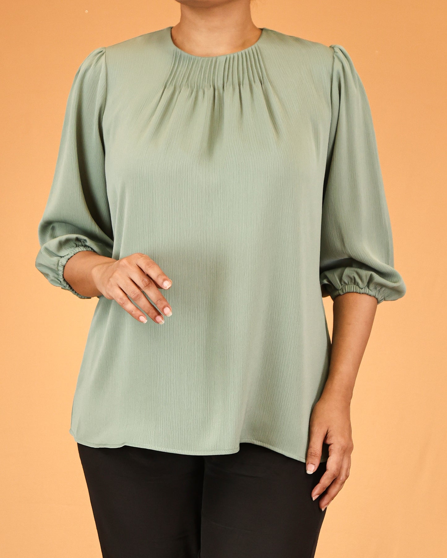 Sage Green Soft Gathered Top