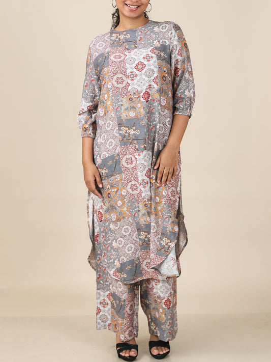 Virelle Dusty Grey Patchwork Co-Ord Set